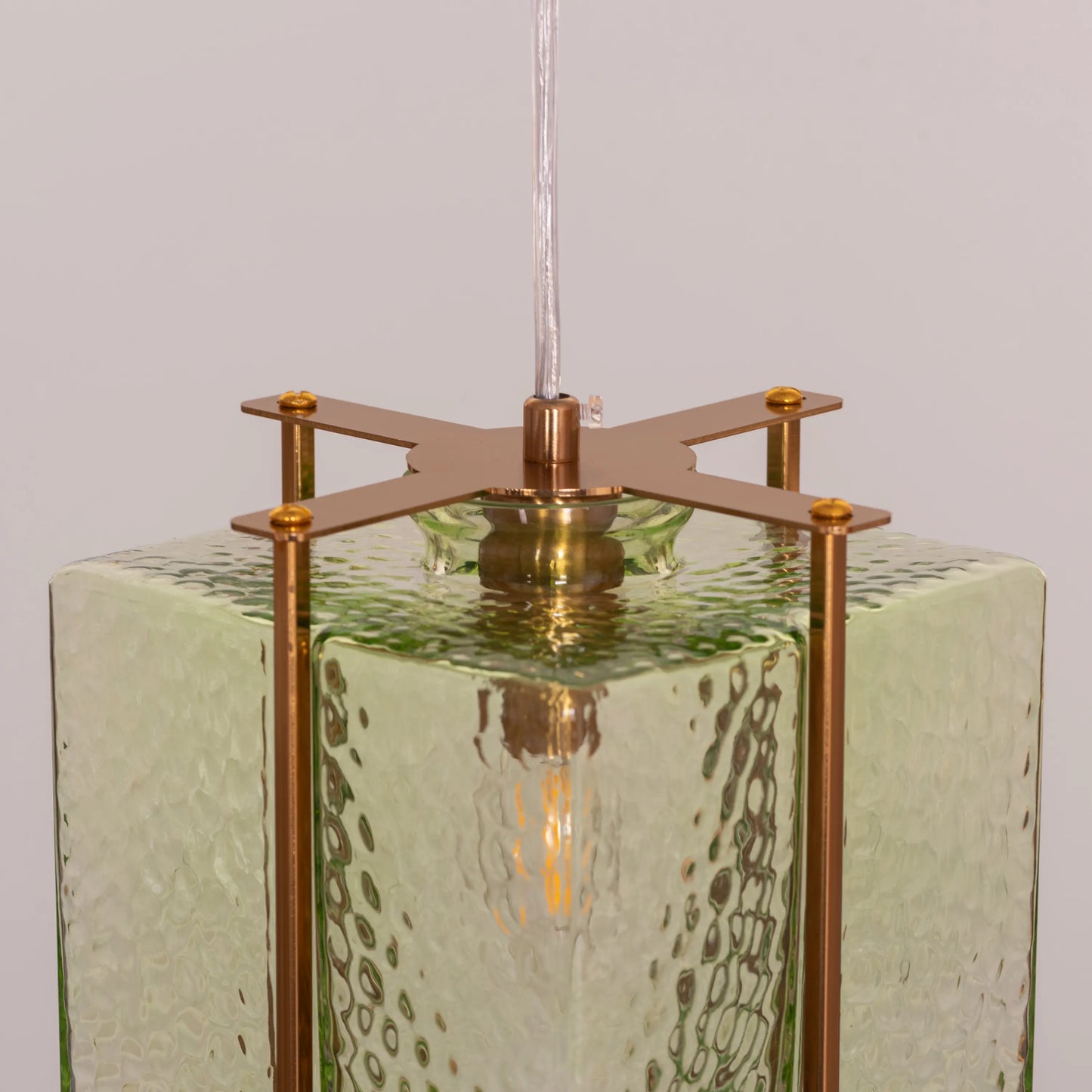 Slideshow (Large, Green, Amber) Textured Glass Pendant Light