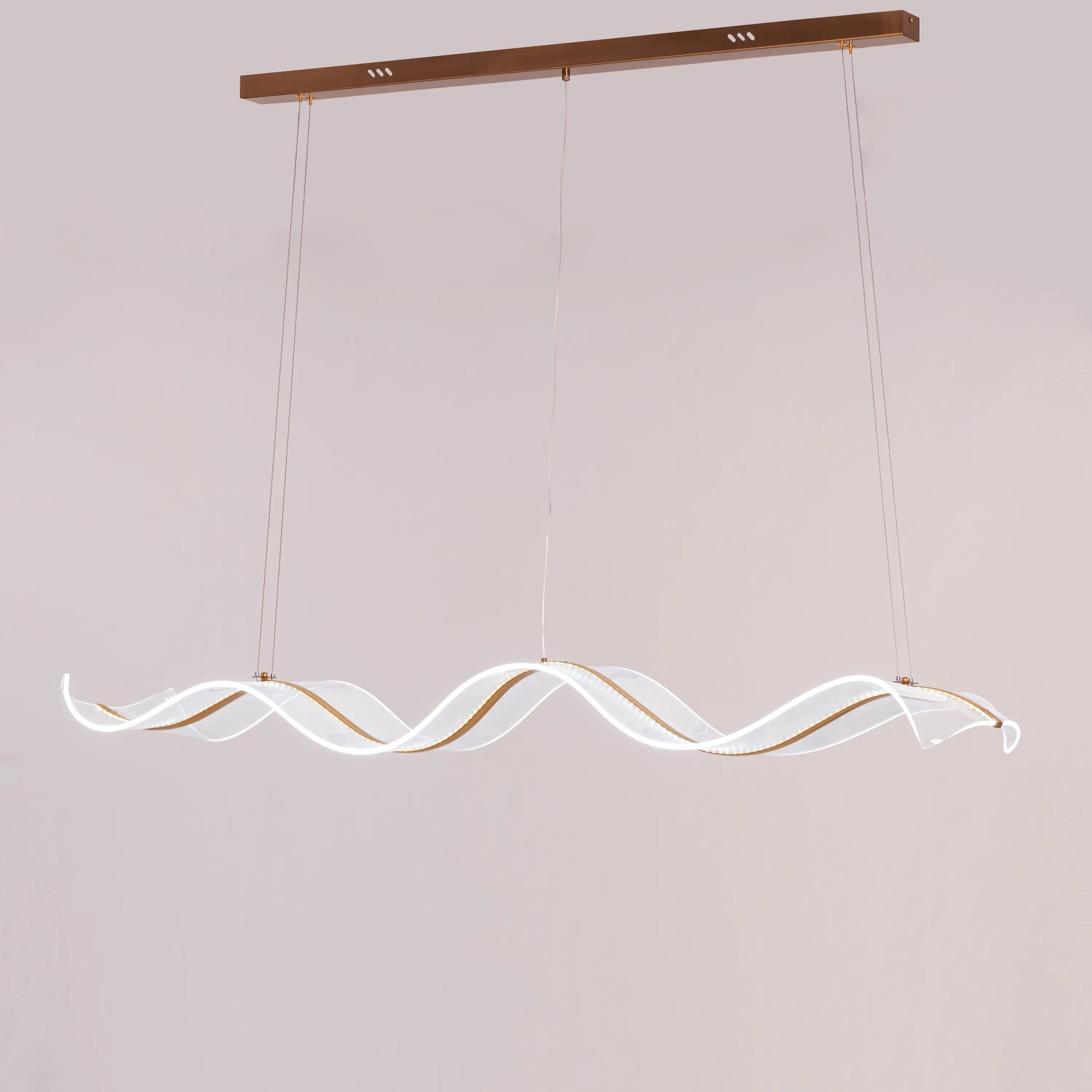 Elegant gold Summer Days Chandelier with intricate branch-like design, illuminated with warm LED light.