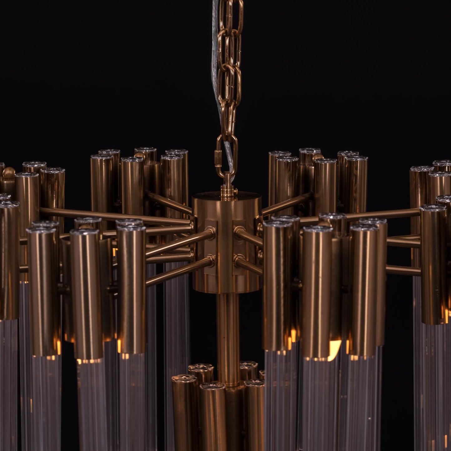 Good Luck Charm (Medium, Gold) Glass Tube Chandelier