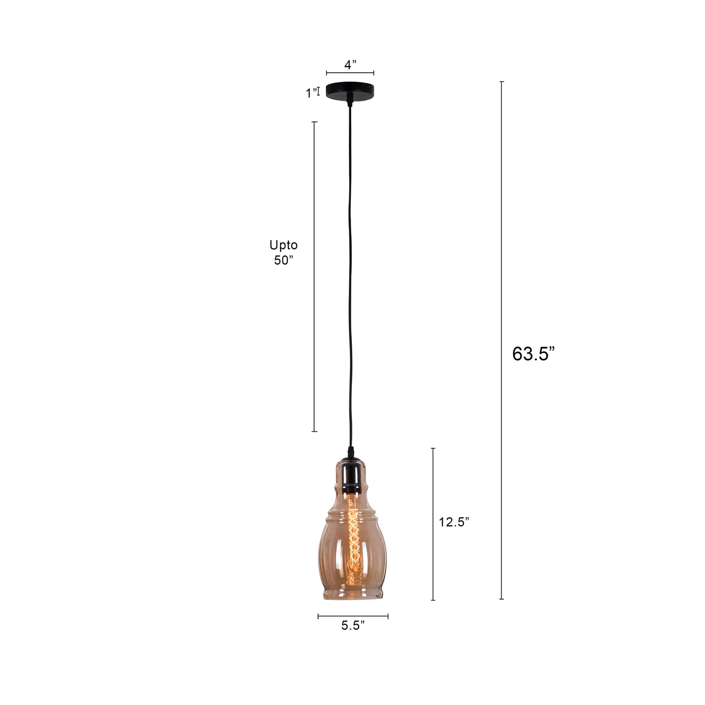 Sophisticated Caramelized Sugar Single Pendant Light with a Blend of Smokey Grey and Amber Glass