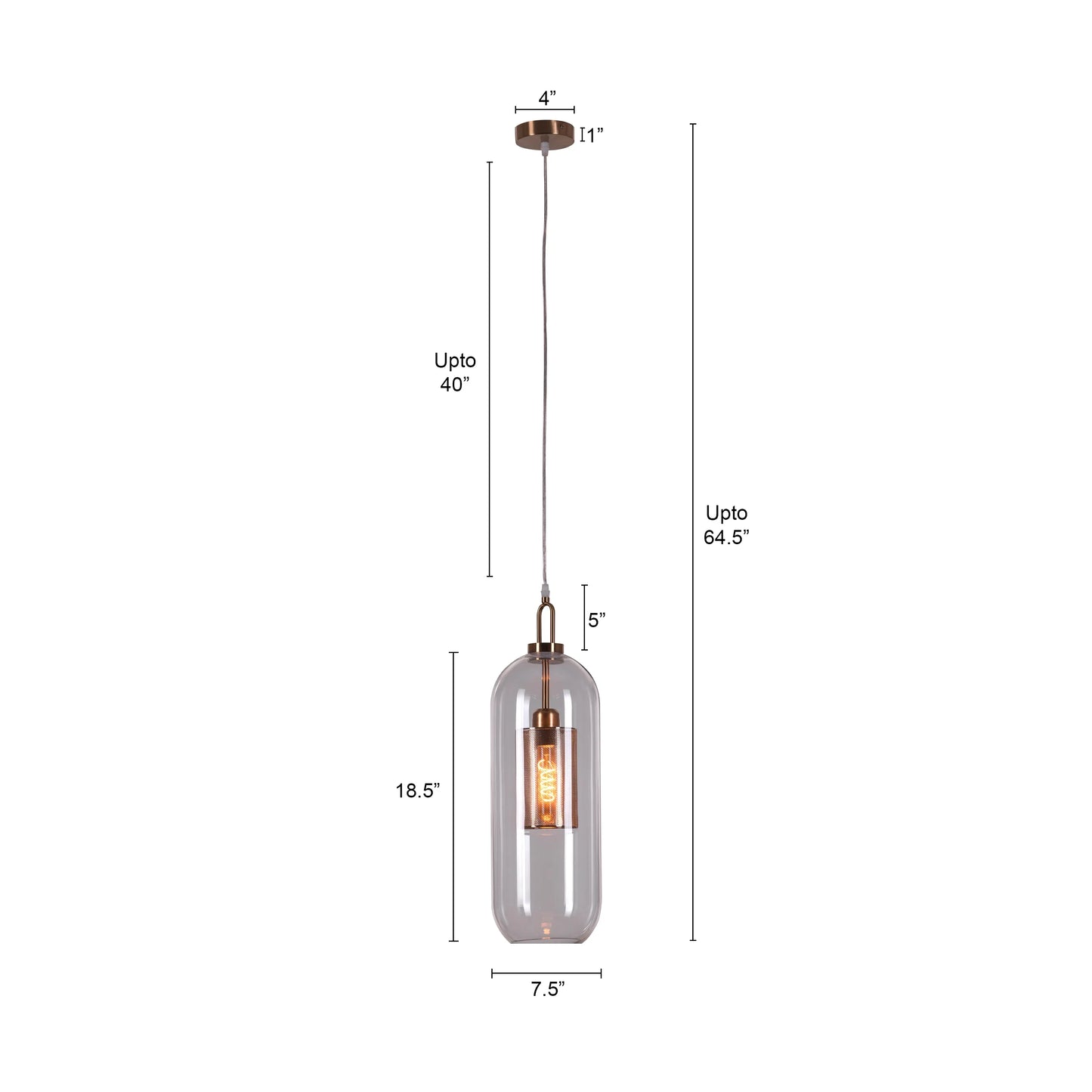 Good To Glow (Long, Gold) Clear Glass Pendant Light