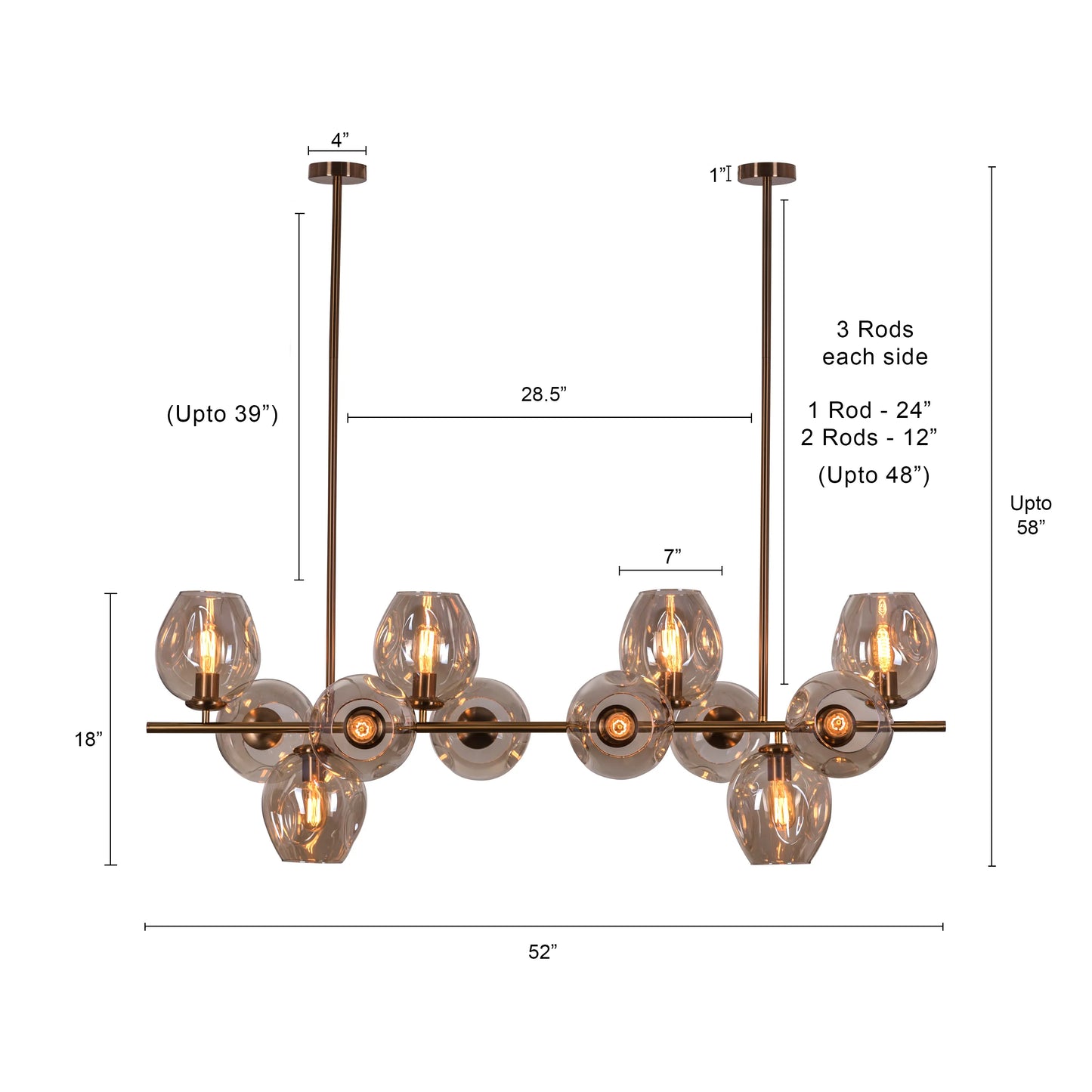 Elegant glass chandelier inspired by nighttime cityscapes