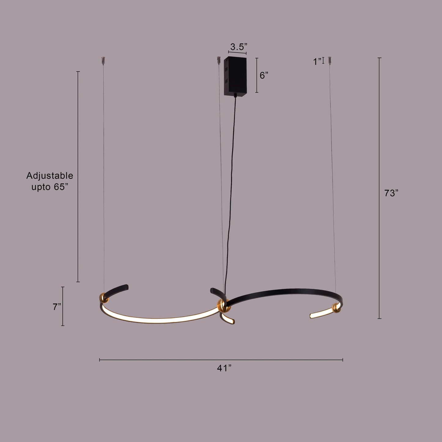 Sleek Status Quo Black Pendant Light with Built-In Smart LED