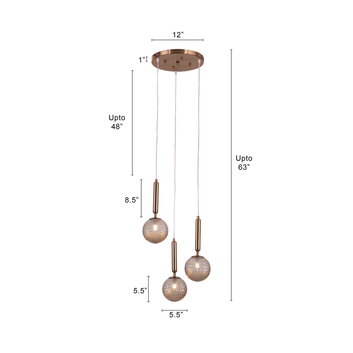 White Lies (Gold, 3 Head) Pendant Light