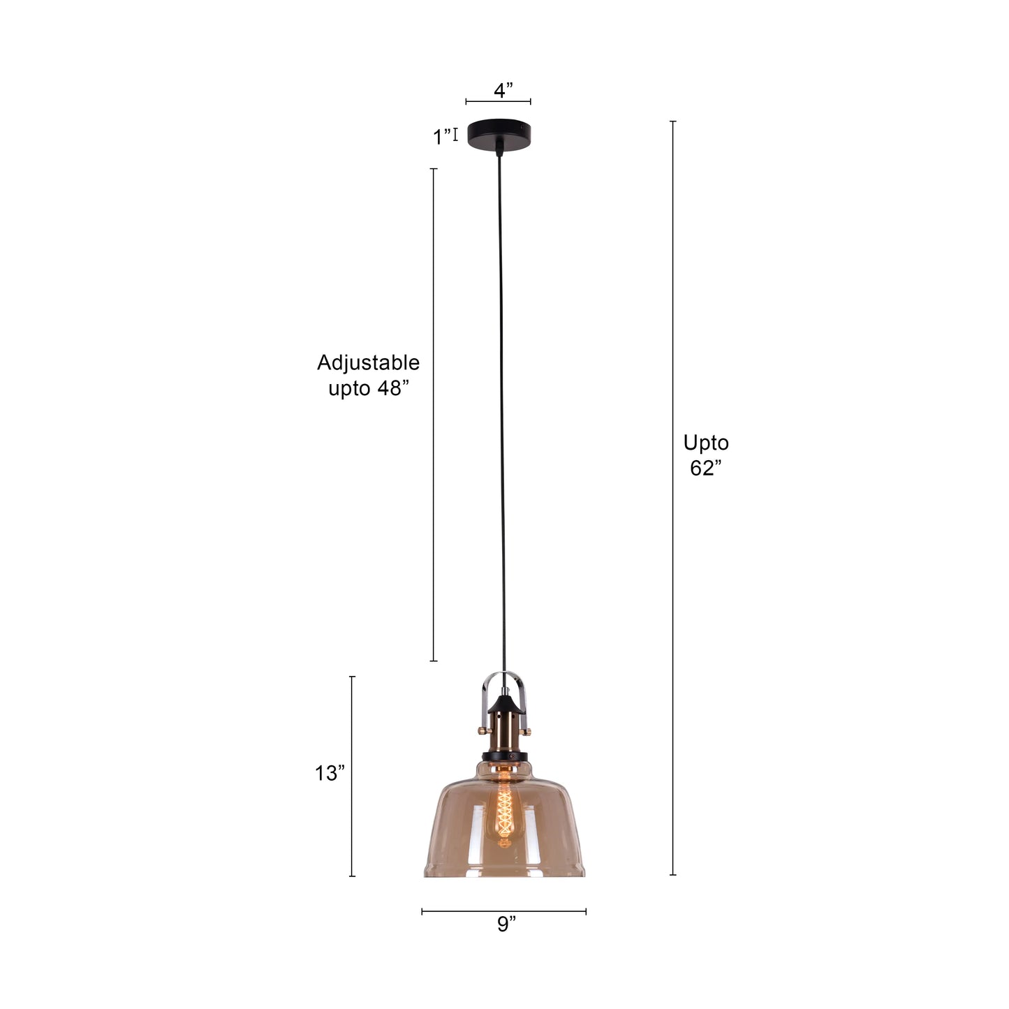 Glassy Eyed (Amber, Smokey) Glass Pendant Light