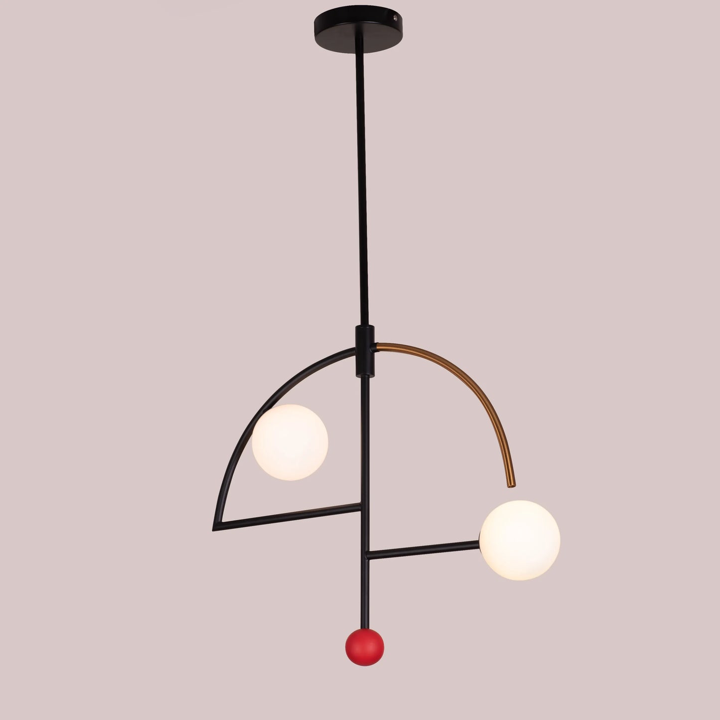A stylish pendant light named 'Keep On Dancing' featuring a sleek black and gold design. The fixture showcases a dynamic, flowing shape, with a matte black exterior contrasted by a radiant gold interior that reflects warm light. Its modern and elegant look adds a sense of movement and sophistication to any room.