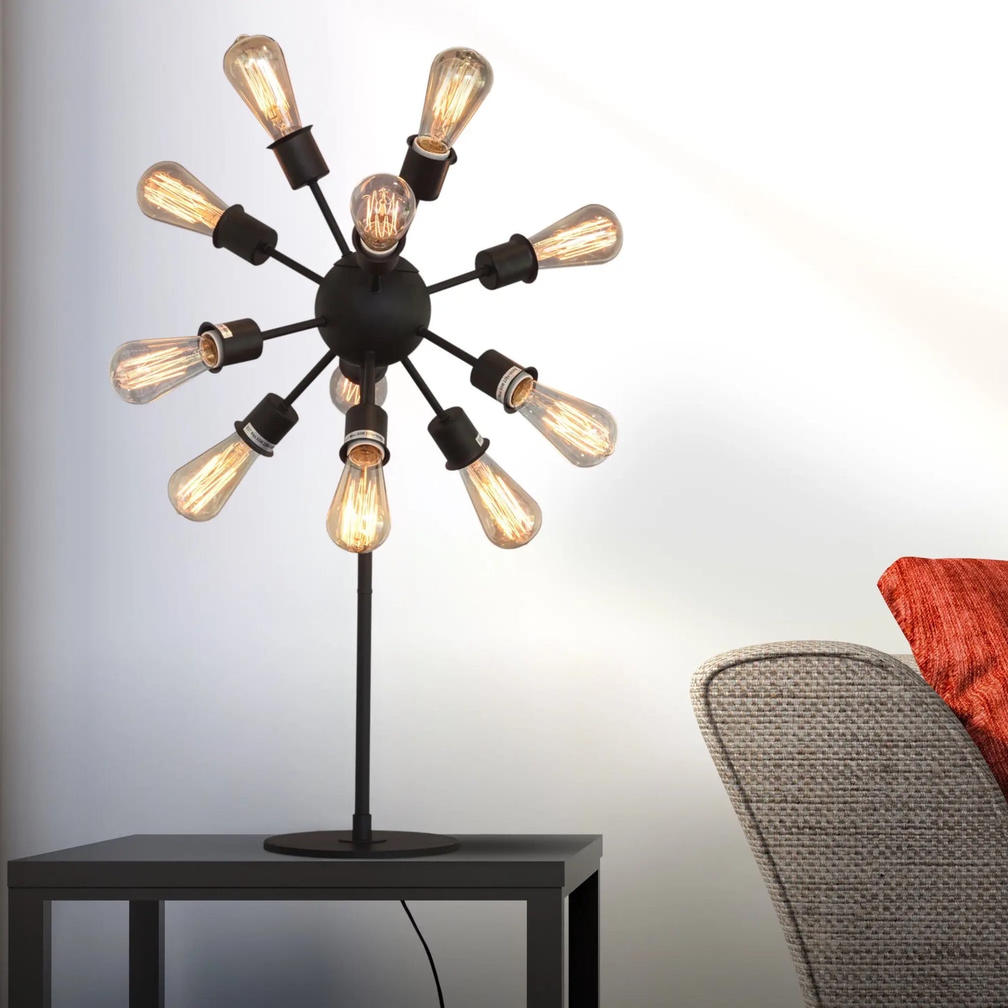 Dynamic Black Table Lamp with Mesmerizing Light Patterns