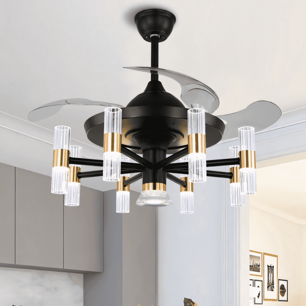 Elegant chandelier fan for grand ballrooms and estates