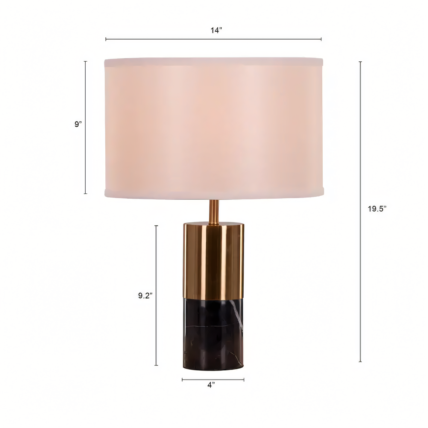 Luxury marble lamp with matte gold frame
