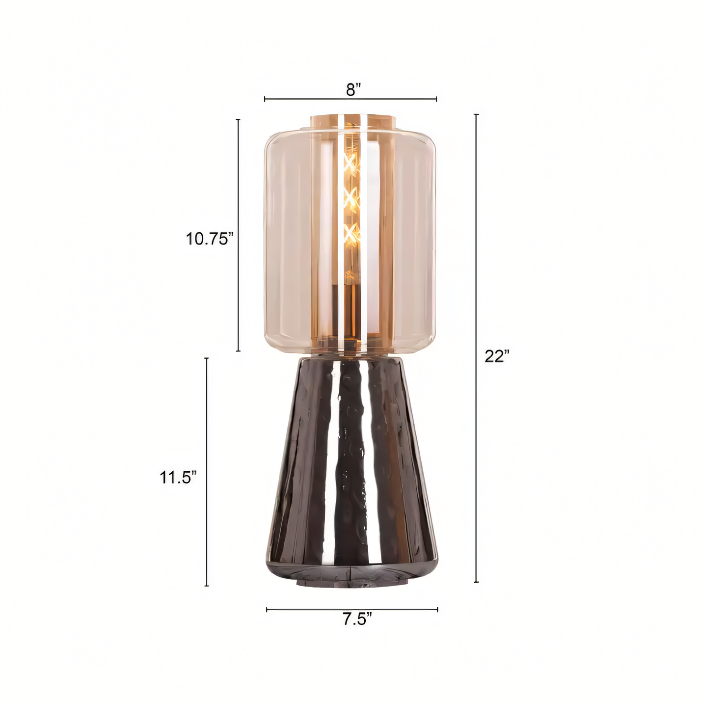 Futuristic smokey grey and amber glass table lamp