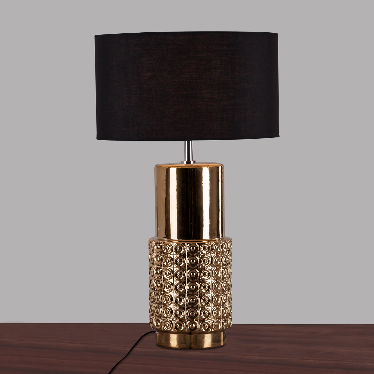 Futuristic city-inspired golden table lamp design