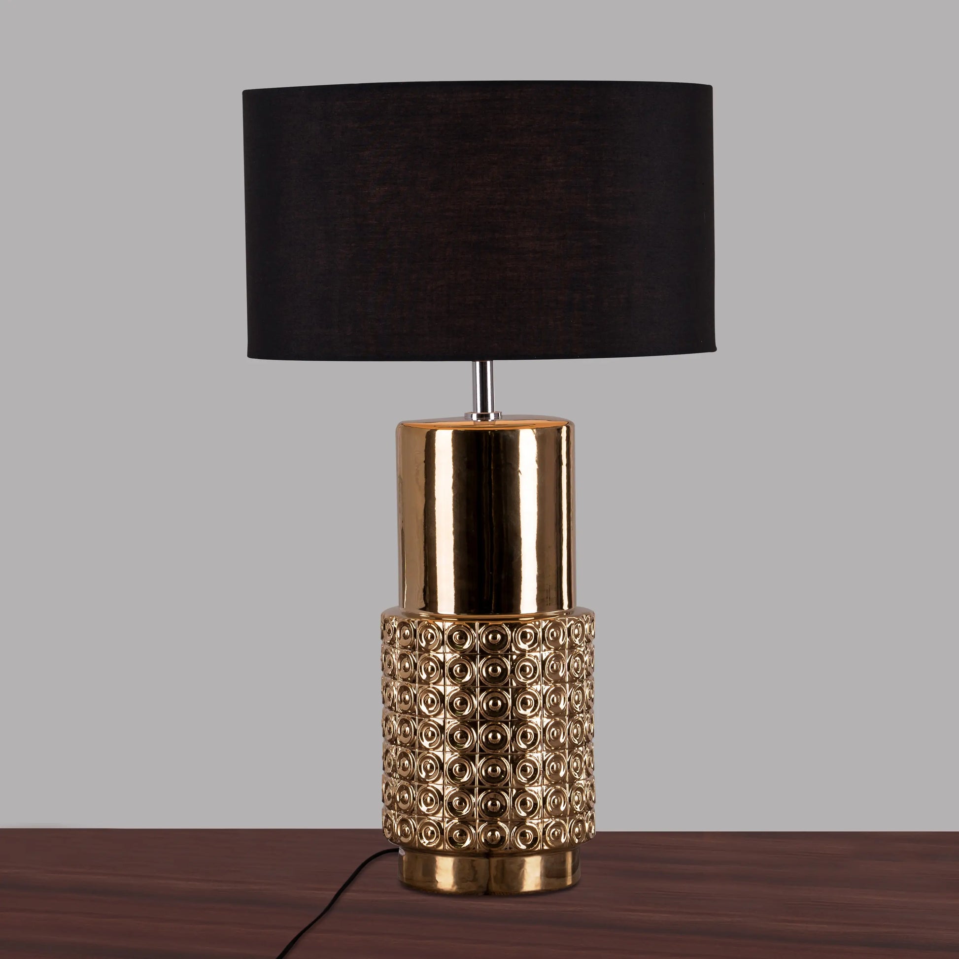 Futuristic city-inspired golden table lamp design