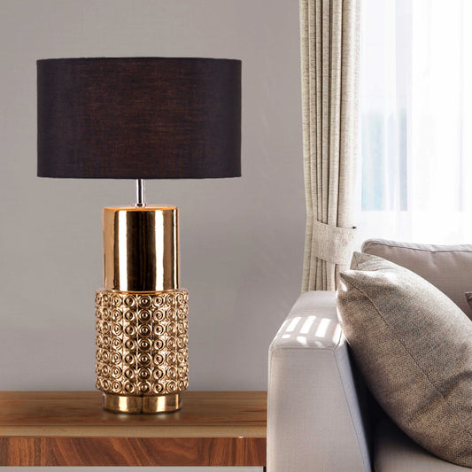 Elegant gold ceramic table lamp with fabric shade