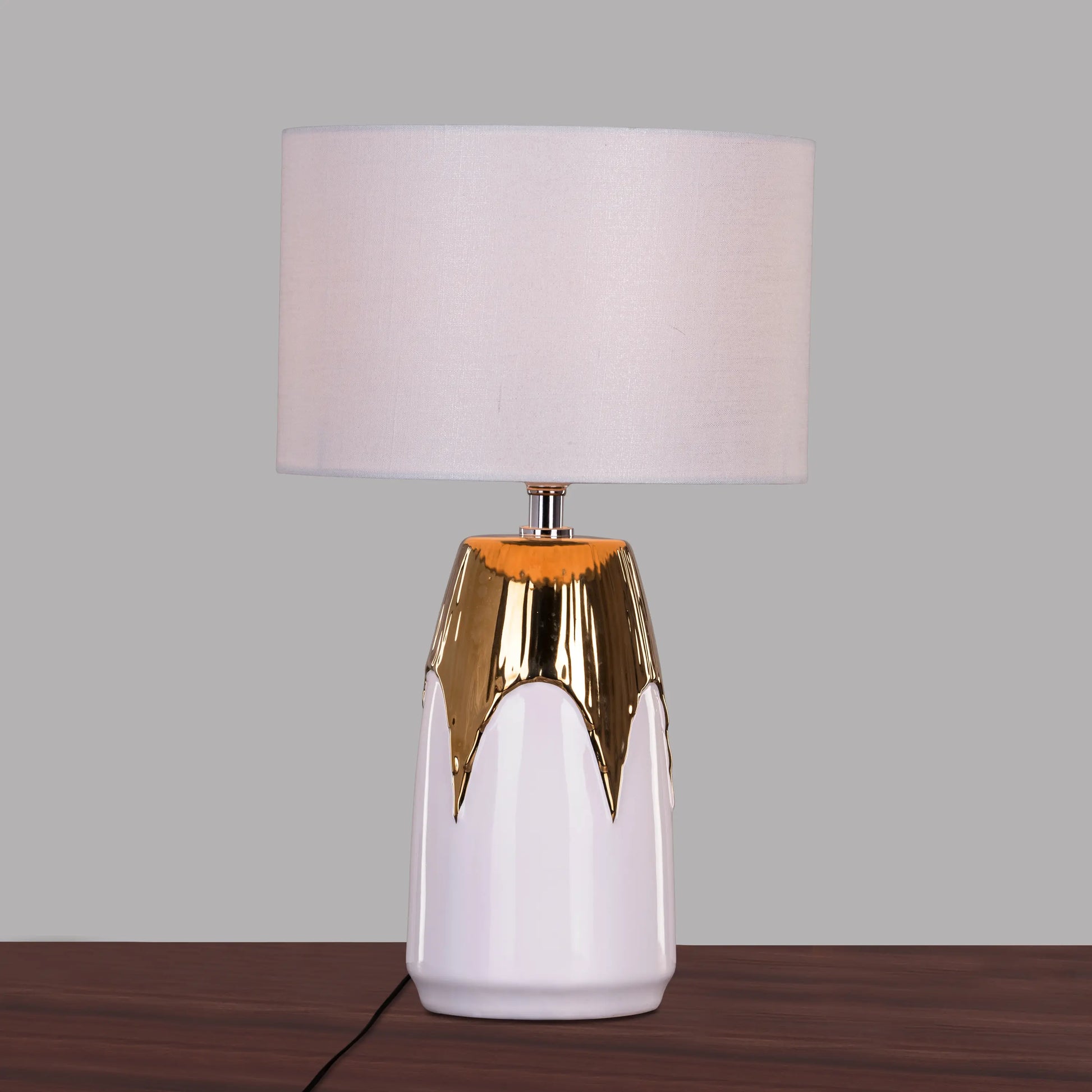 Elegant fabric shade diffusing warm, inviting light