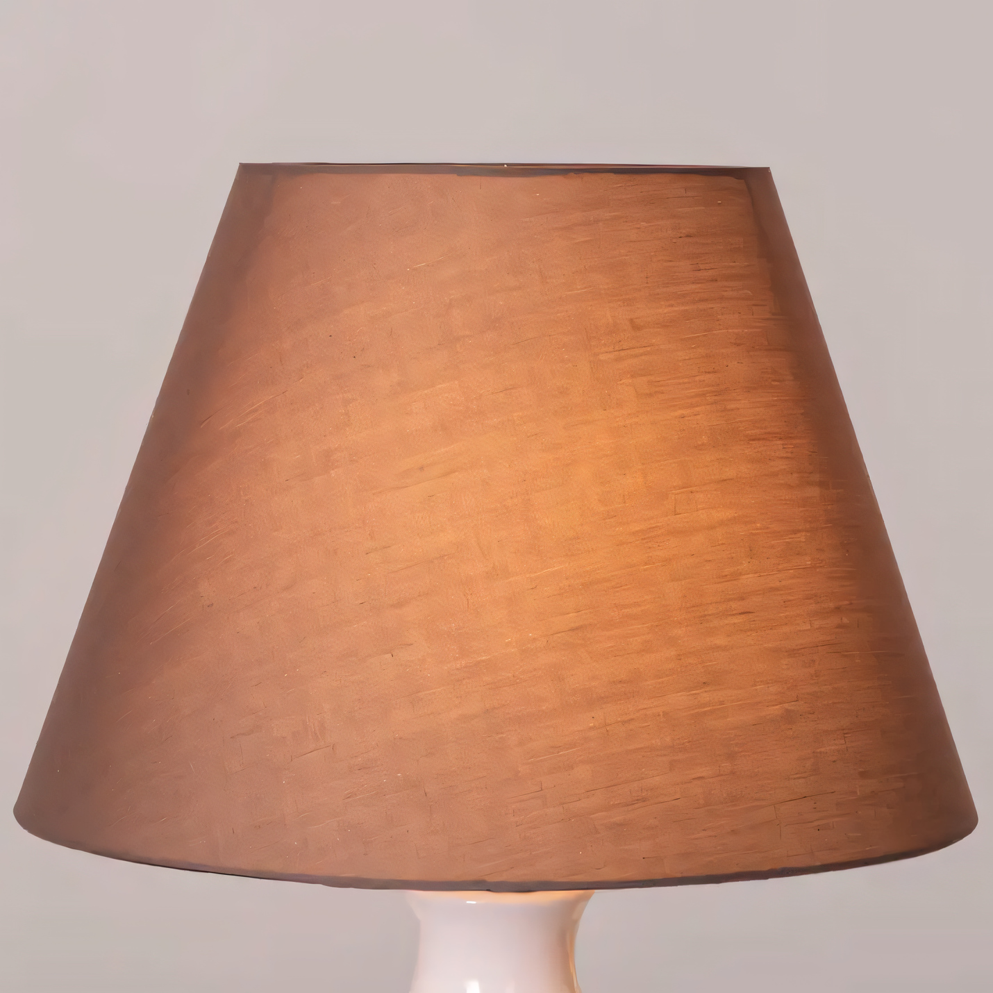 Beige ceramic lamp with brown fabric shade