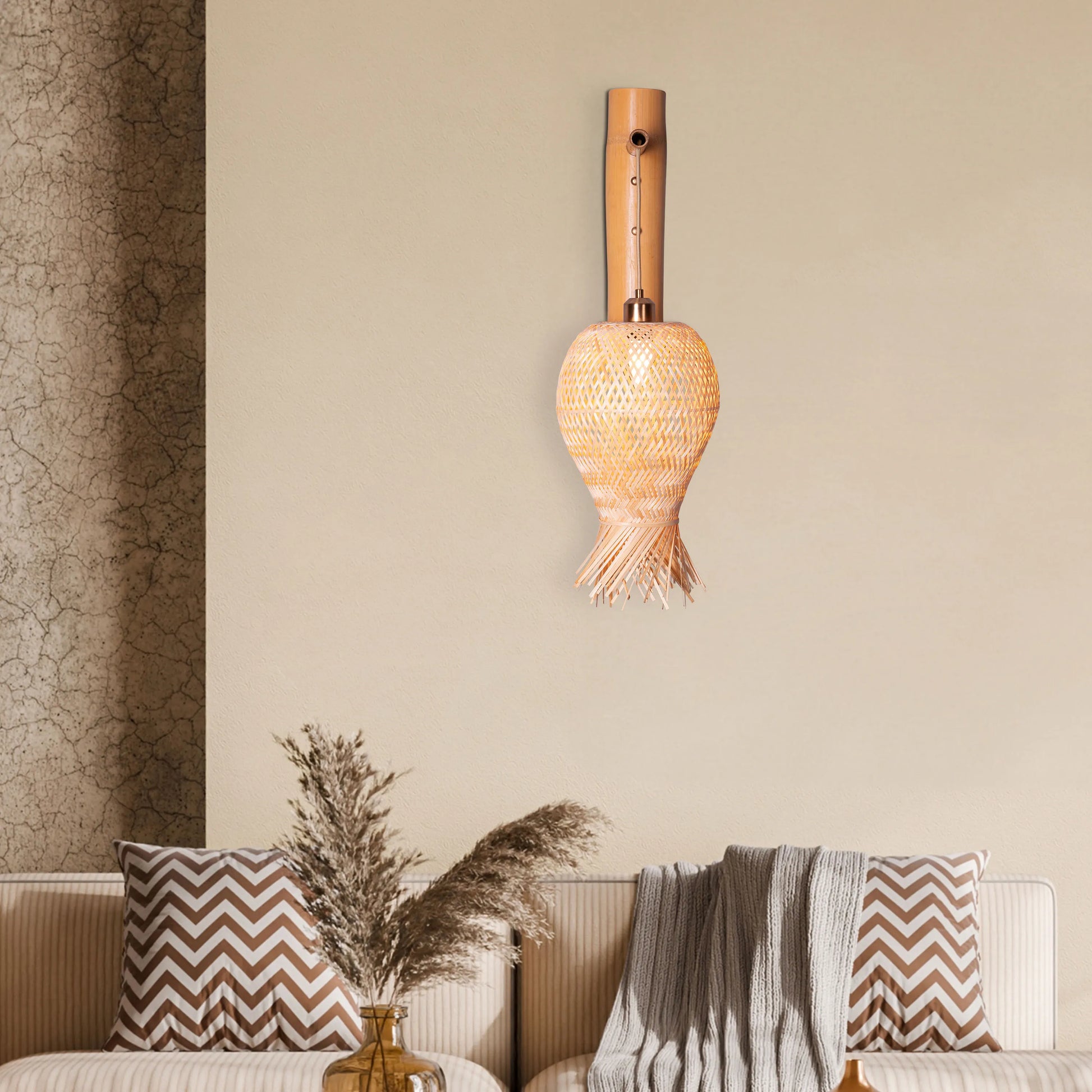 Fishwives Tale Rattan Wall Light in Natural Finish