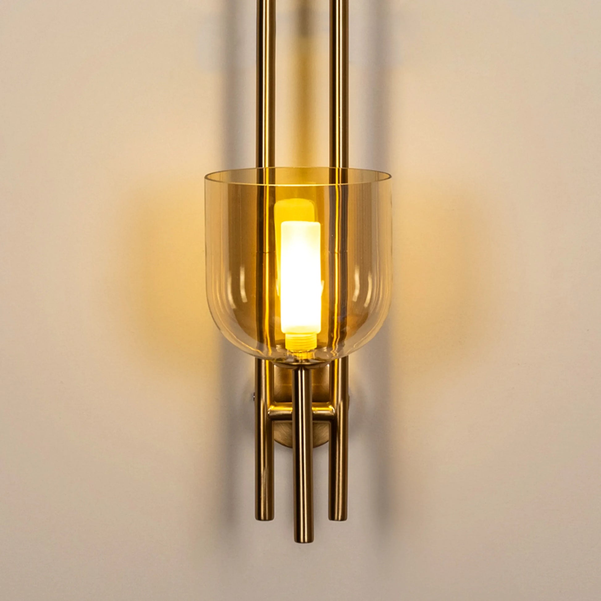 Moments Matter Wall Light in Gold and Amber with Clear Glass – luxury wall light featuring a golden frame, amber accents, and clear glass for an elegant and radiant glow, perfect for sophisticated interiors.