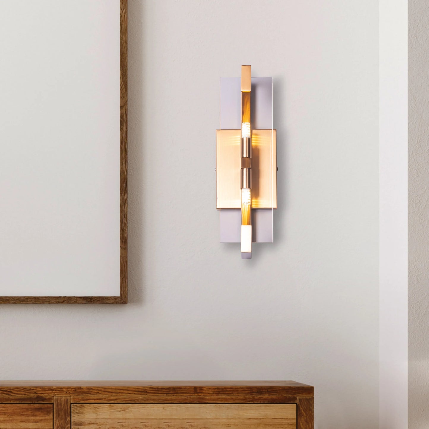 Matte Black Wall Light Fixture - A high-quality, energy-efficient wall light with a minimalist metal frame and a captivating interplay of light and color.