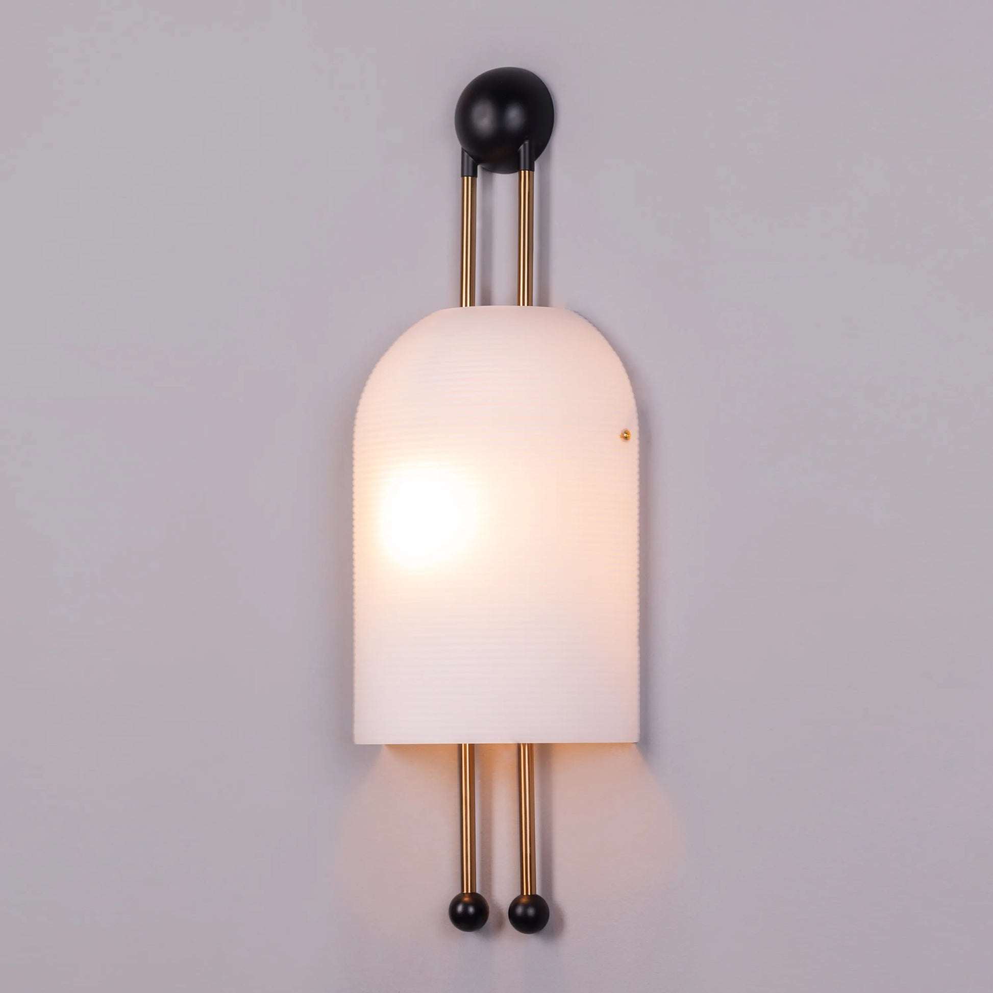 "Day In My Dream" Frosted Glass Wall Light - A sleek, modern wall sconce with a frosted glass shade that diffuses warm, glowing light.