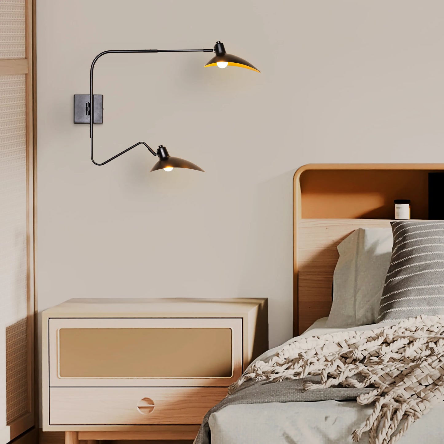 Luxurious wall light fixture with sleek metal frame