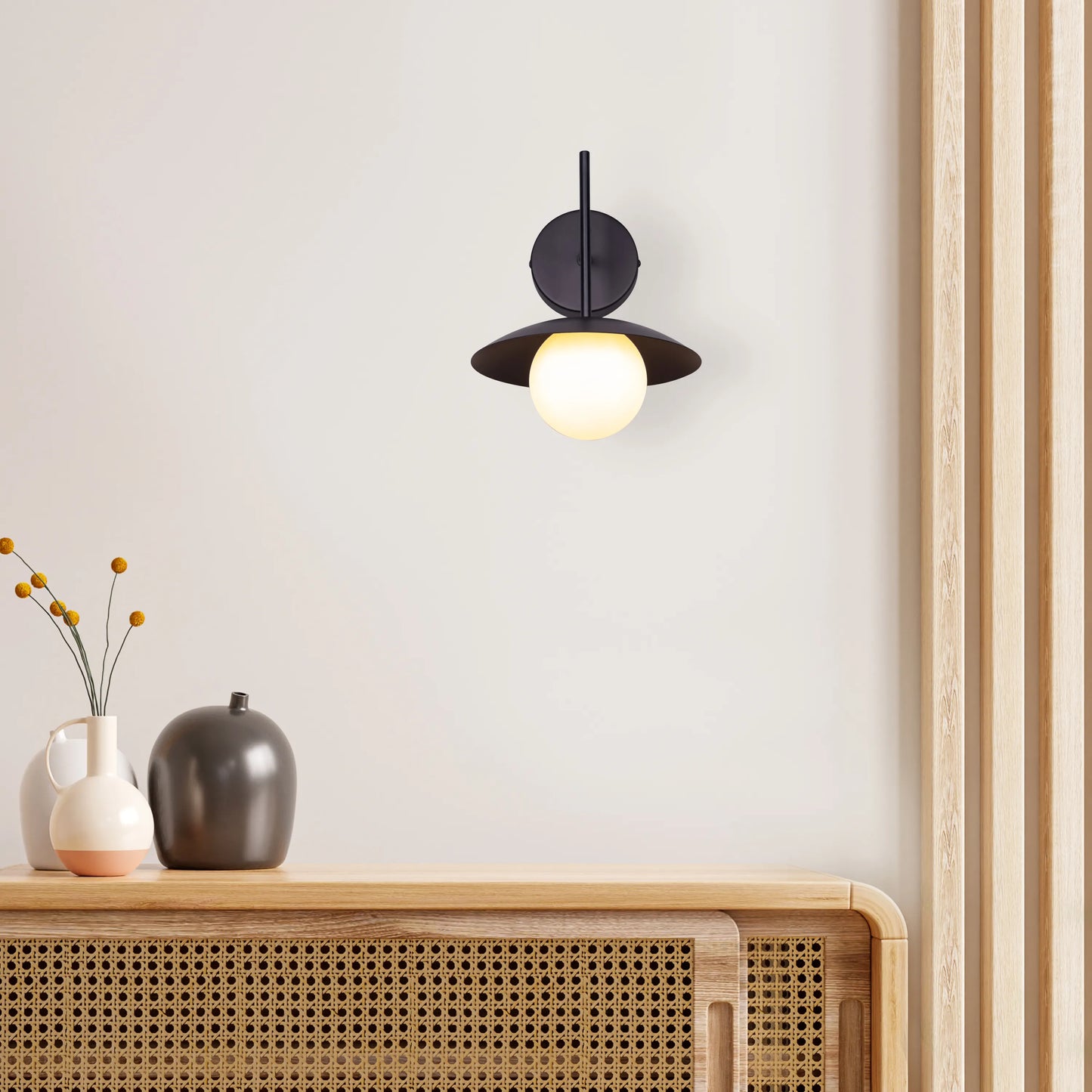 "Why Not Me" Frosted Glass Wall Light - A sleek, modern wall sconce with a frosted glass shade that diffuses warm, glowing light