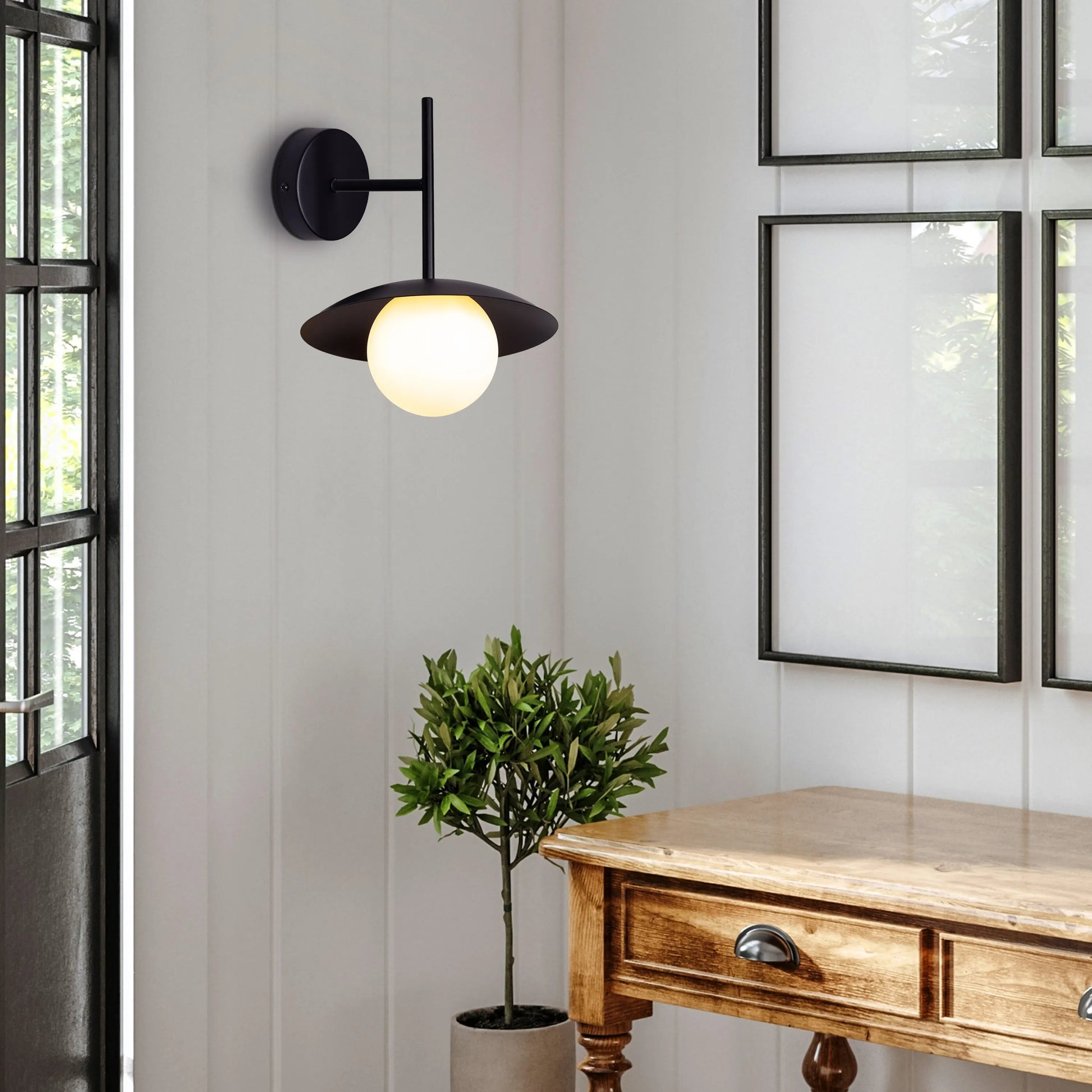 "Why Not Me" Frosted Glass Wall Light - A sleek, modern wall sconce with a frosted glass shade that diffuses warm, glowing light
