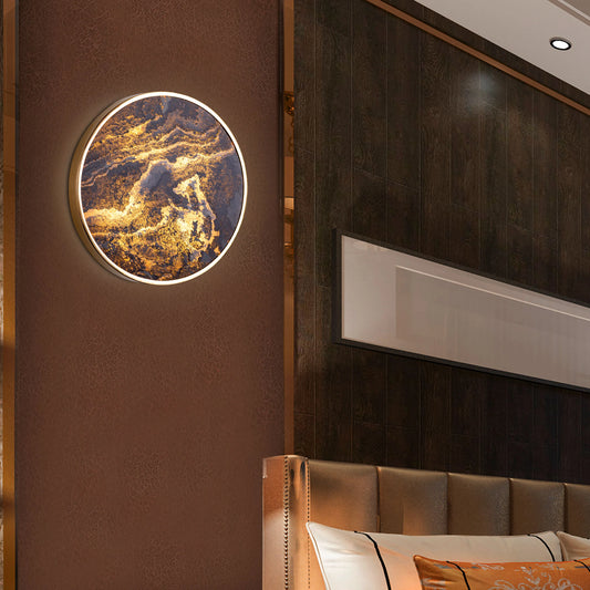 Slate Abate Stone Veneer Wall Light - Rustic and refined wall lighting fixture featuring a natural slate stone veneer integrated into a sleek metal housing, creating a harmonious blend of materials.