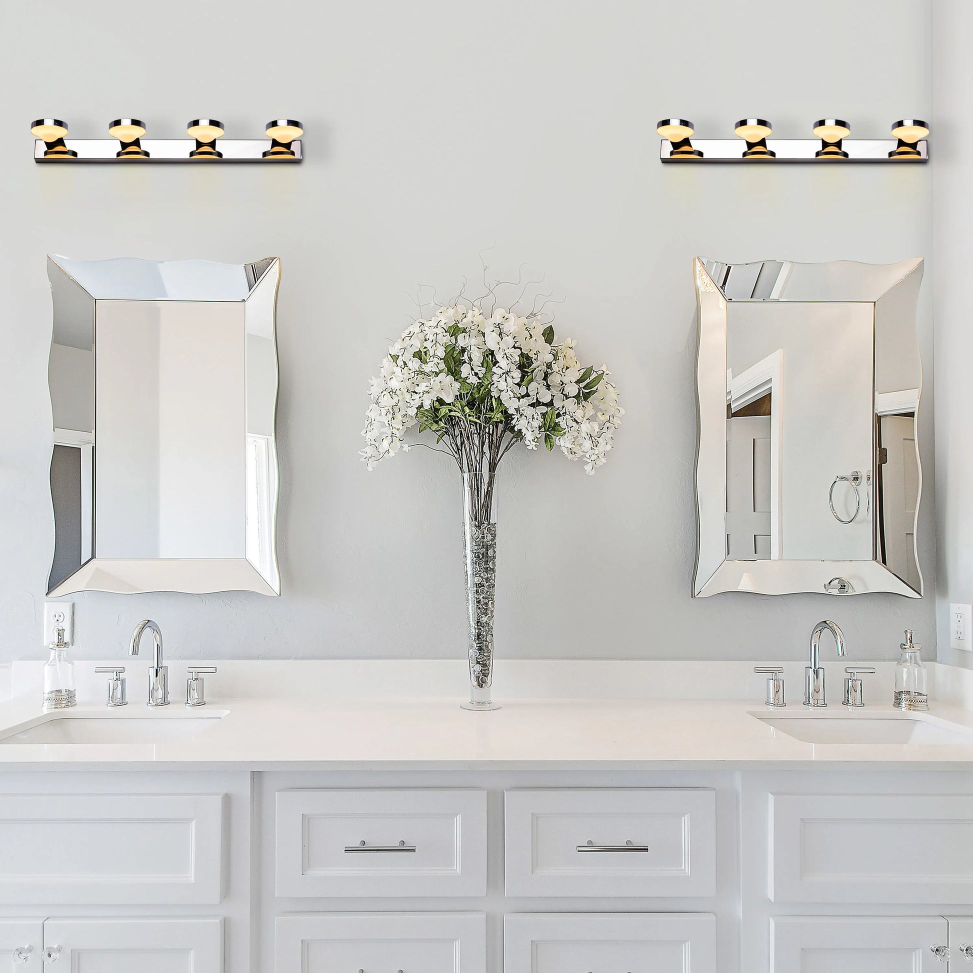 Quiet Dawn Stainless Steel Vanity Light – a sleek, modern stainless-steel fixture with energy-efficient LED illumination, perfect for elegant bathrooms and vanity spaces.