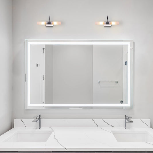 Please & Thanks Vanity Light – a modern stainless steel vanity light with LED illumination, sleek design, and versatile mounting options for stylish bathrooms and dressing areas.