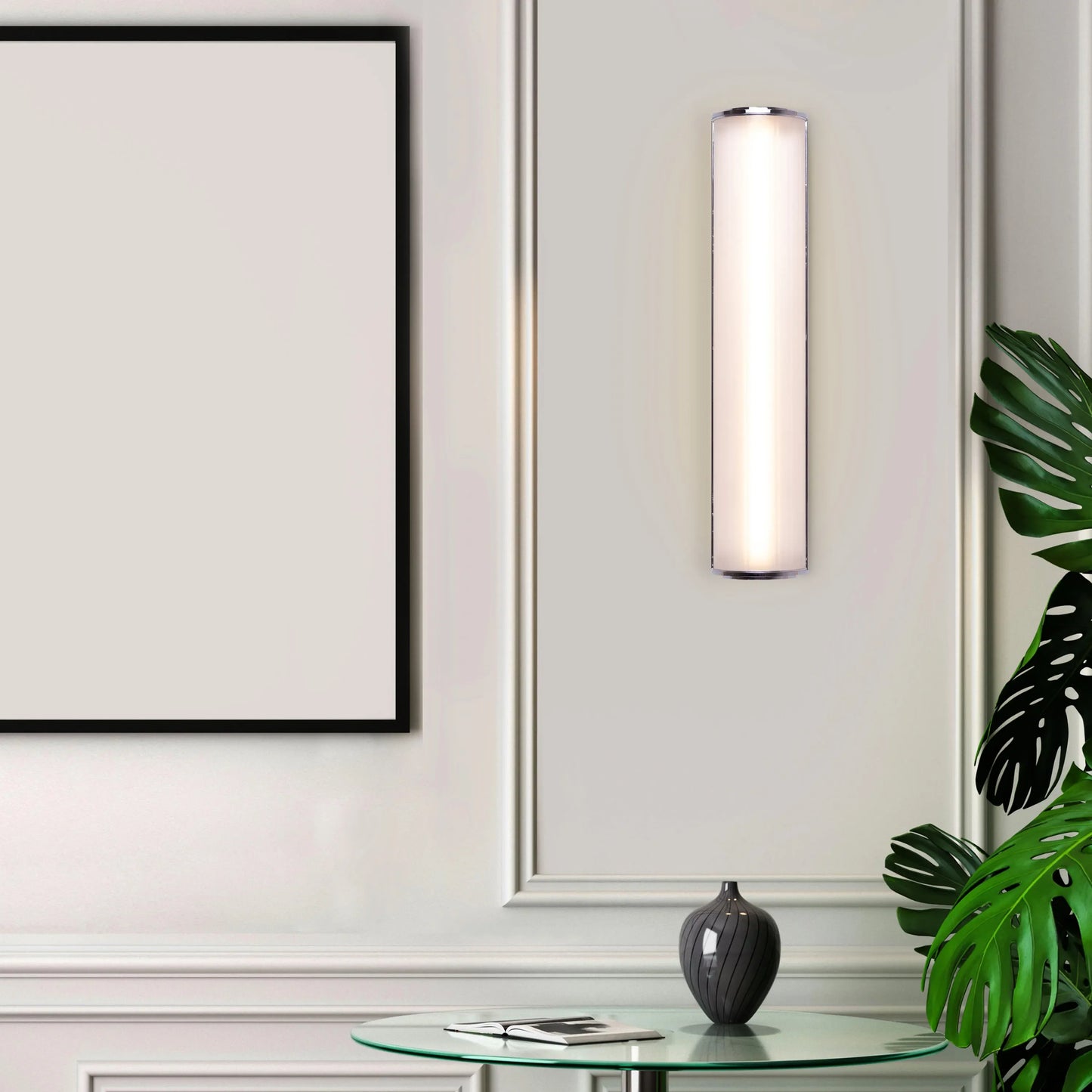 Break Free Vanity Light with sleek, modern design, providing soft, flattering illumination for bathroom vanities and grooming spaces.