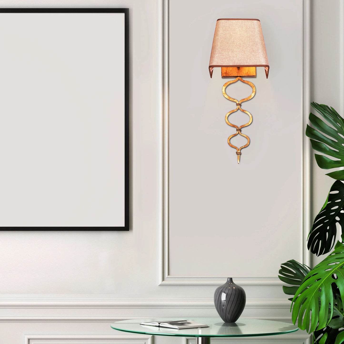 Elegant wall light with a warm, sunlit glow and gold finish; perfect for creating cozy ambiance in bedrooms and living areas.