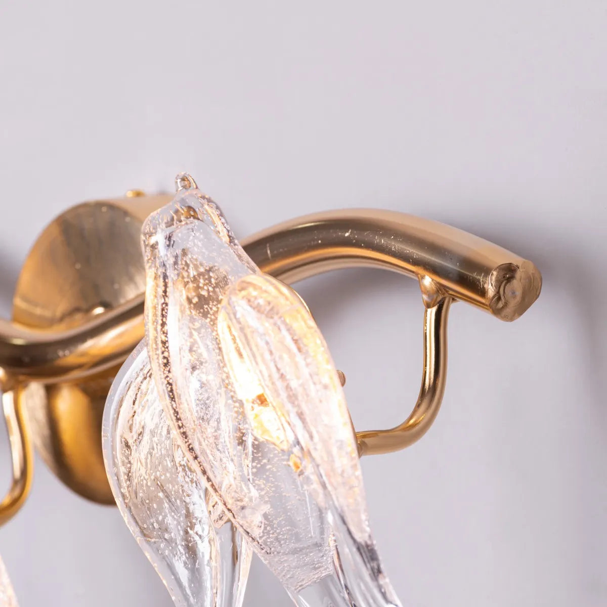 Sculptural Birds of Paradise Wall Light in Polished Brass Finish