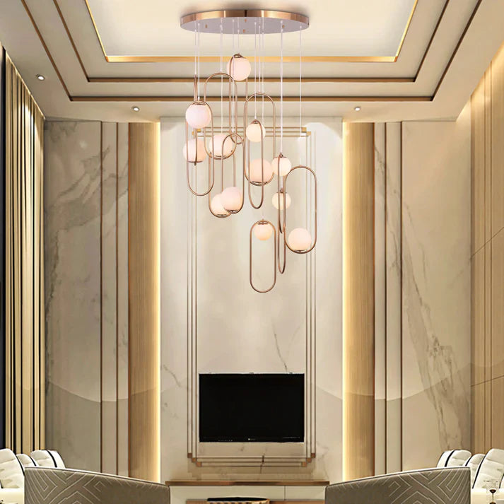 Side-by-side comparison of a sparkling crystal chandelier with prismatic light effects and a sleek, modern glass chandelier with soft, diffused illumination in an elegant room setting.