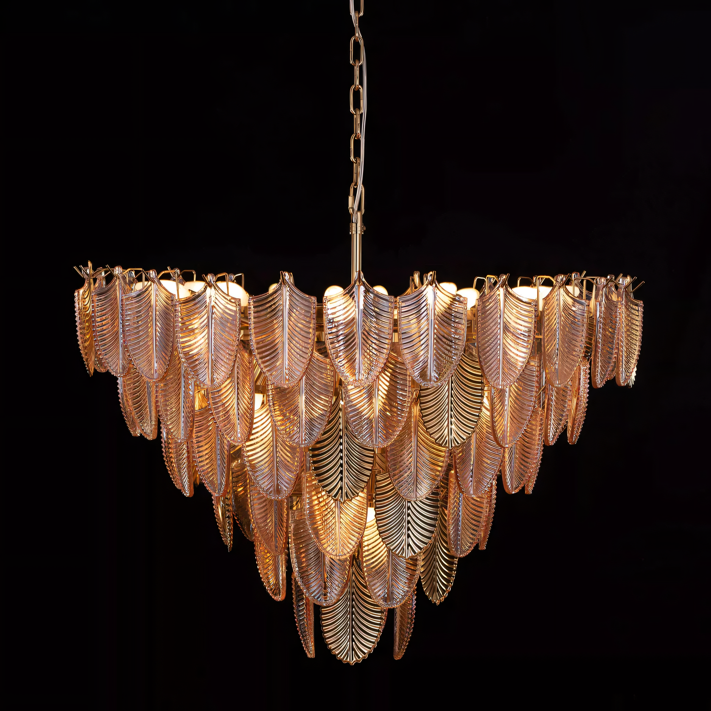 Gratus Luxe Tangerine Glass Leaf Chandelier