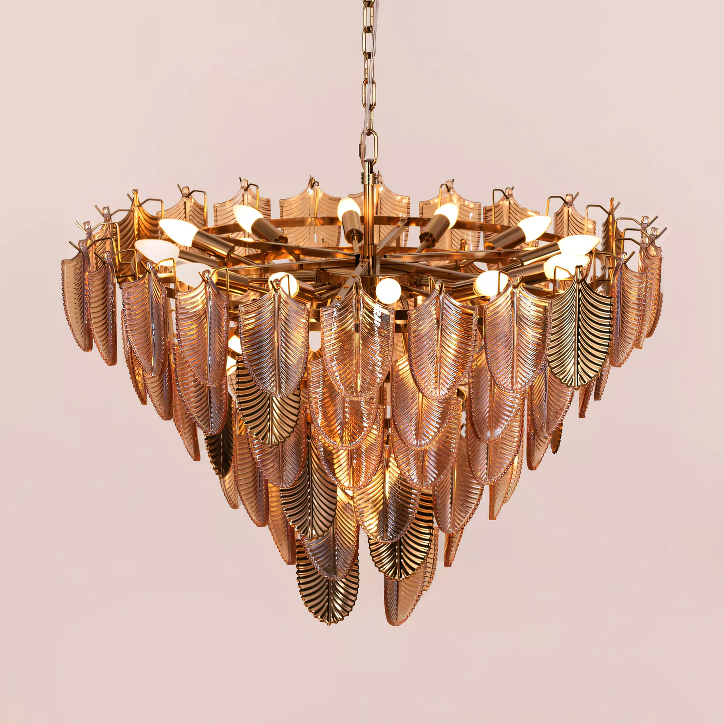 Gratus Luxe Tangerine Glass Leaf Chandelier