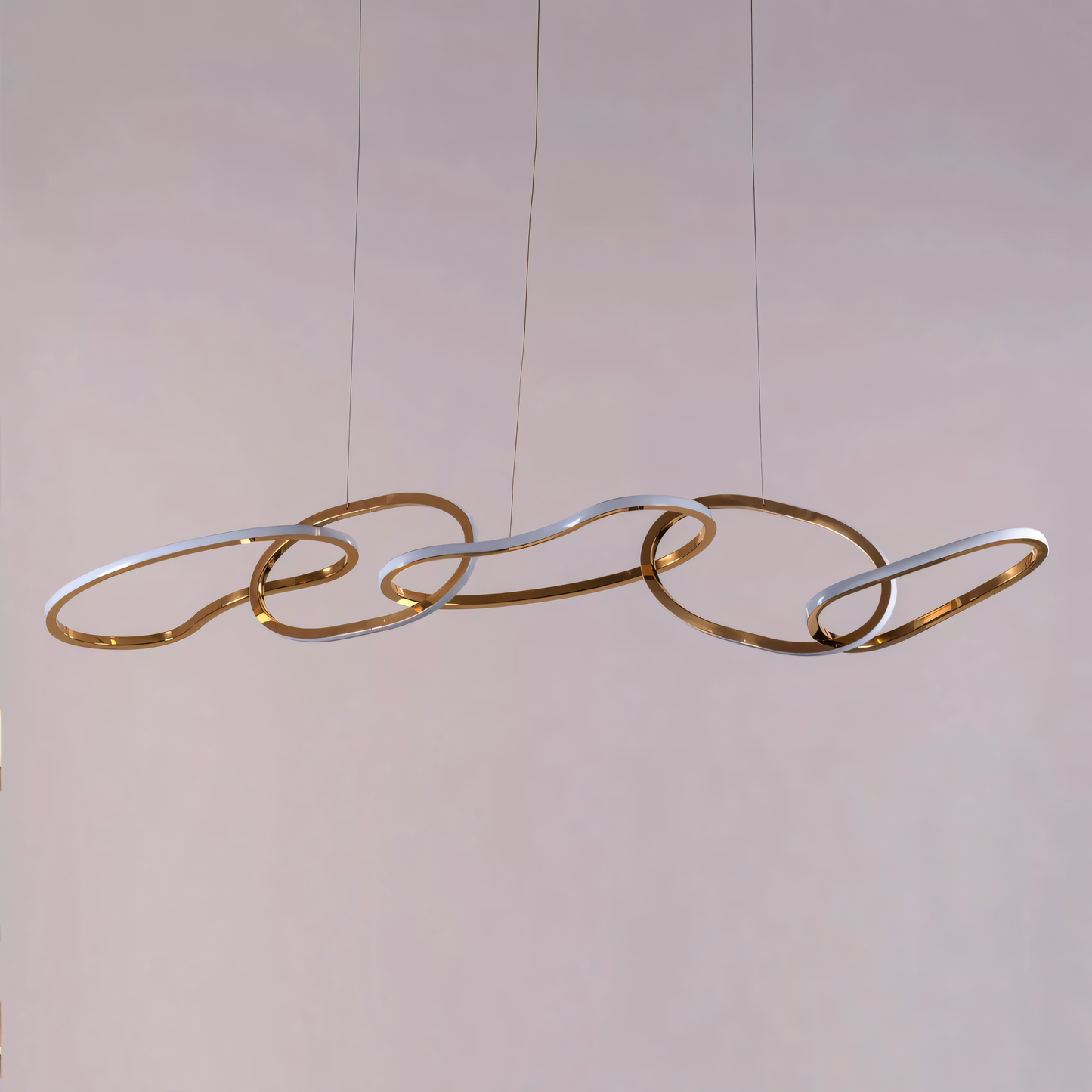 Interconnected rings of the modern crystal chandelier