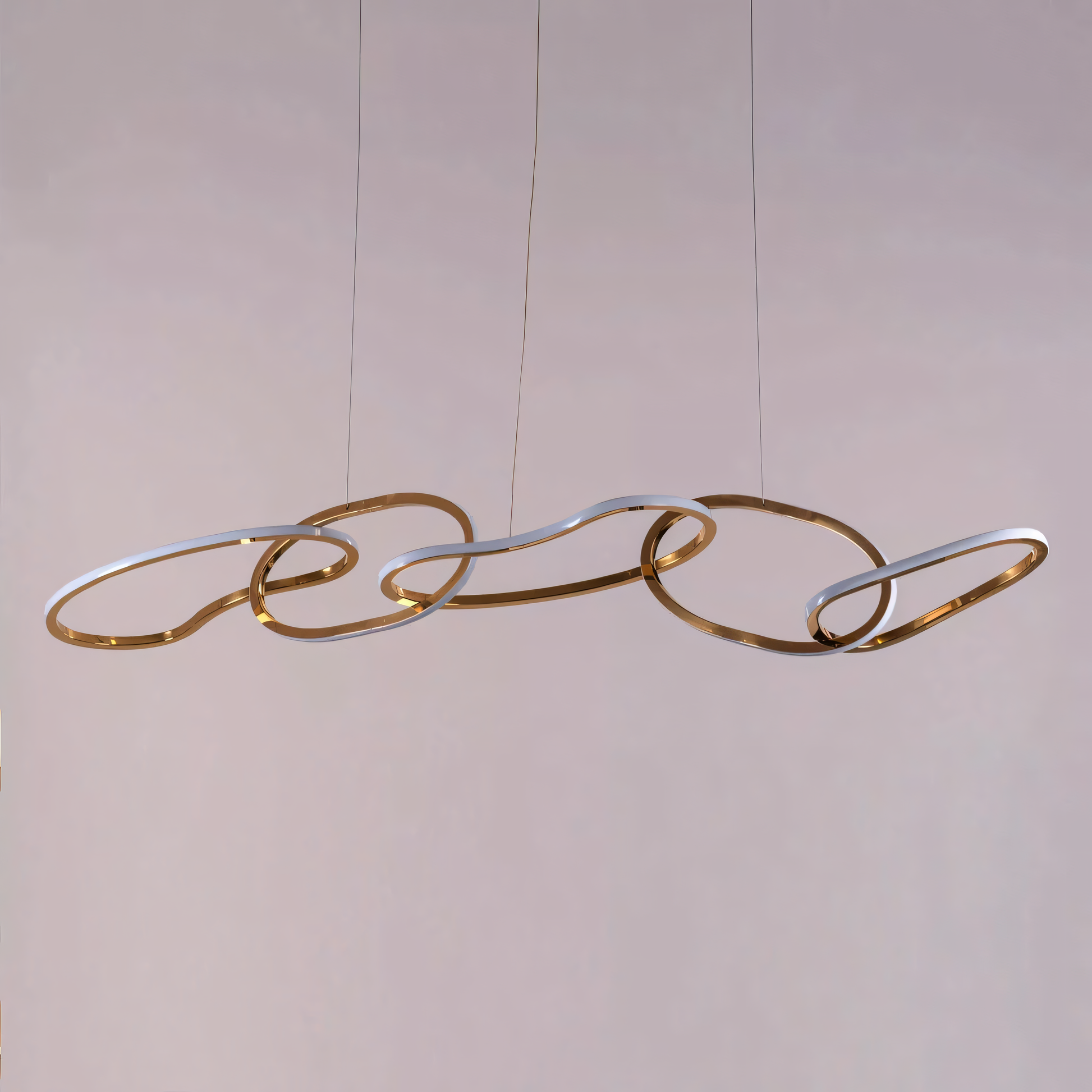 Interconnected rings of the modern crystal chandelier