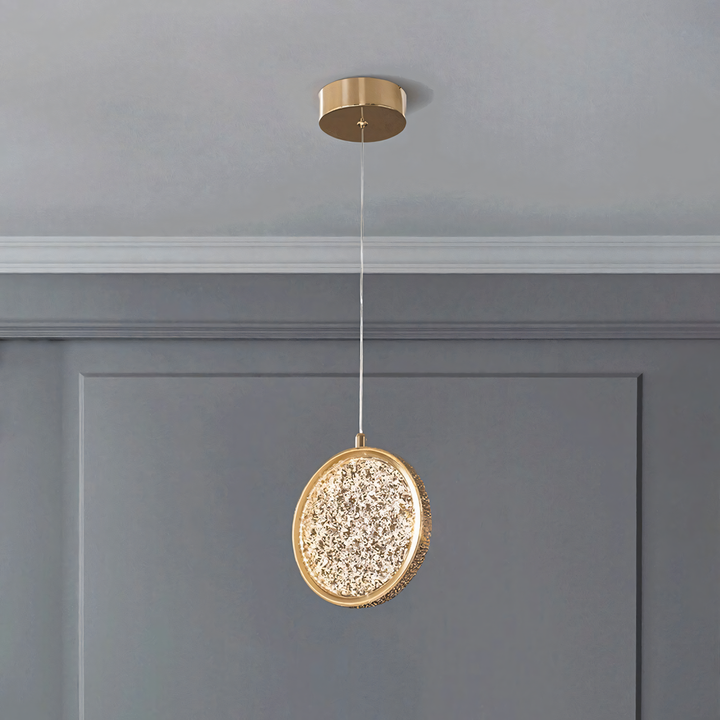 Elegant Moon Forge Pendant Light in Luxury Hotel Lobby