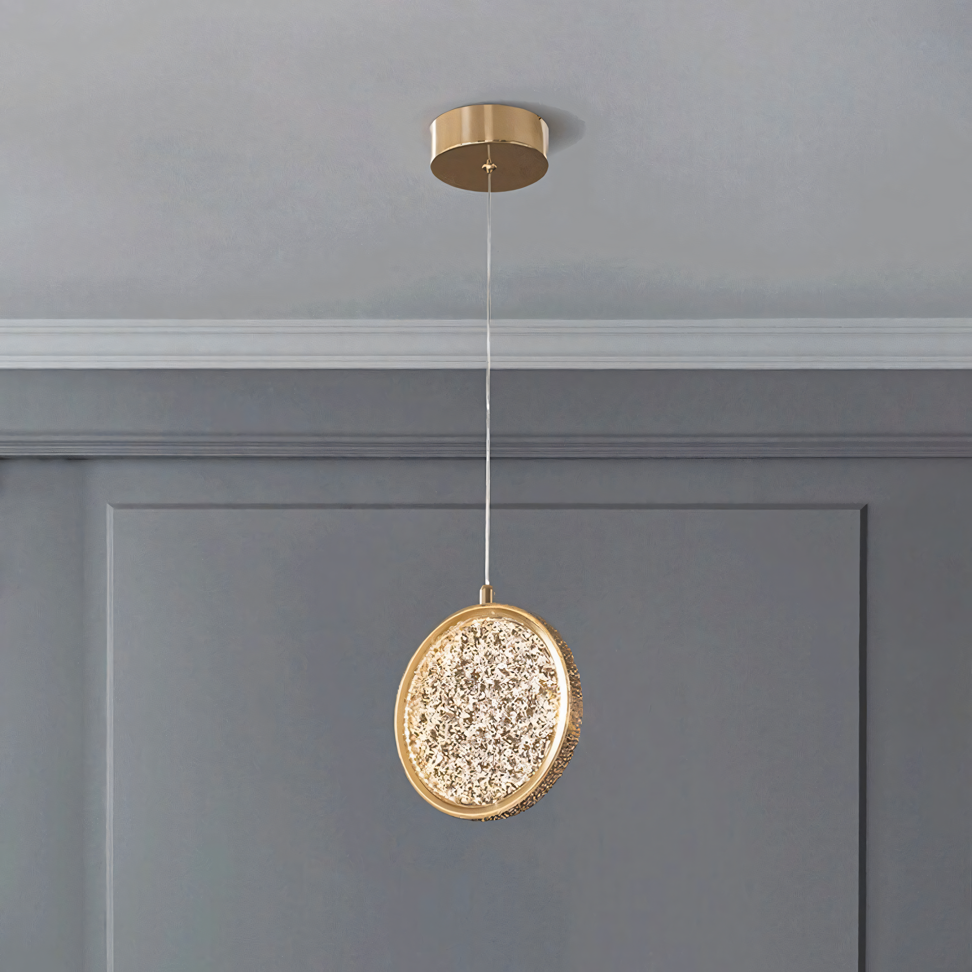 Elegant Moon Forge Pendant Light in Luxury Hotel Lobby
