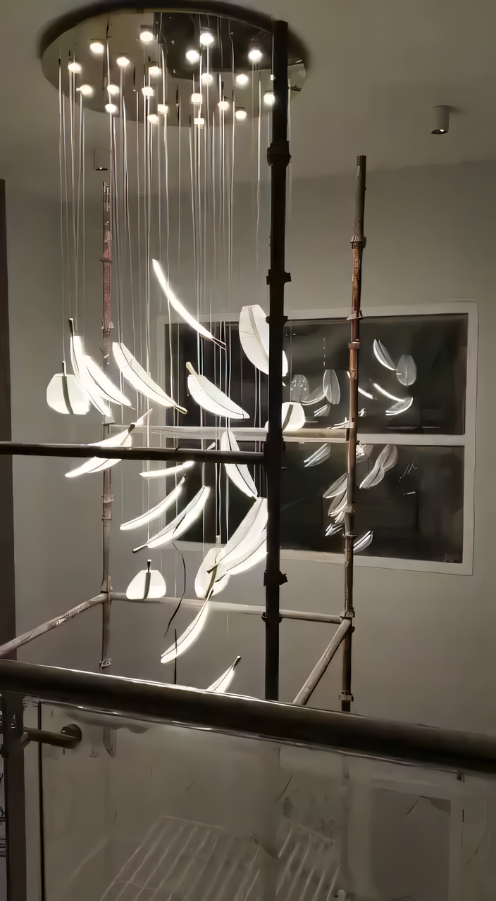 Warm Ambient Glow of LED Acrylic Leaf Chandelier