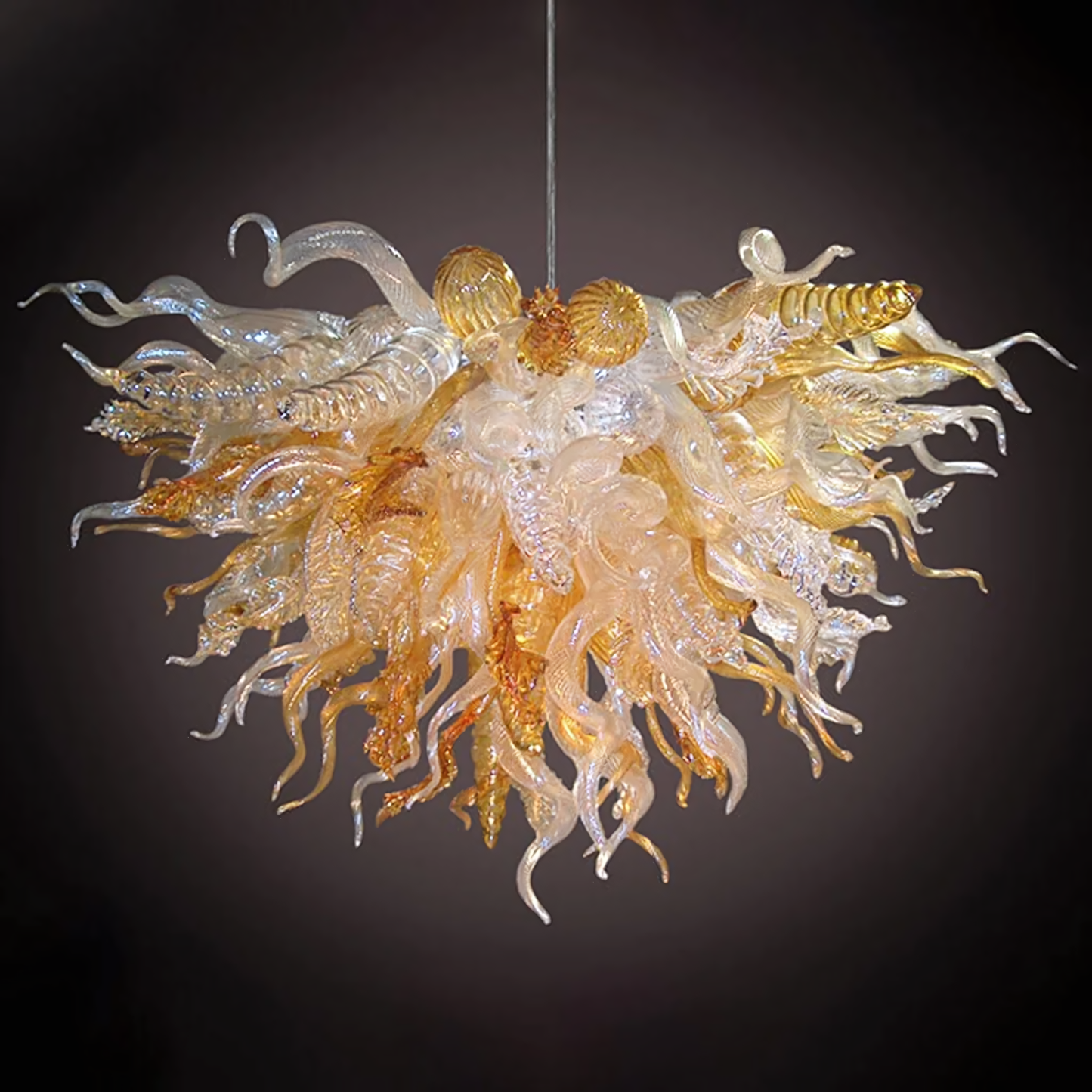 Exceptional craftsmanship of the Chihuly Inspired Chandelier, a true masterpiece