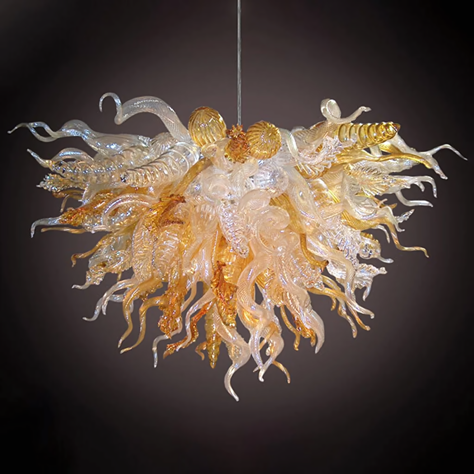 Exceptional craftsmanship of the Chihuly Inspired Chandelier, a true masterpiece