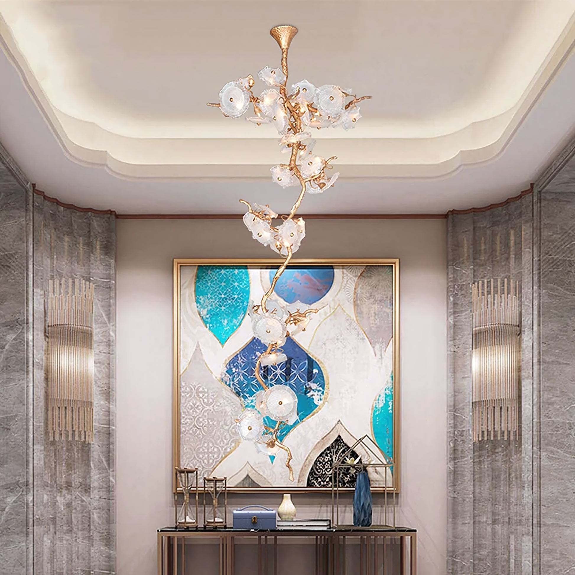 Impressive 10Ft Tall Bioluminescent Flora Chandelier