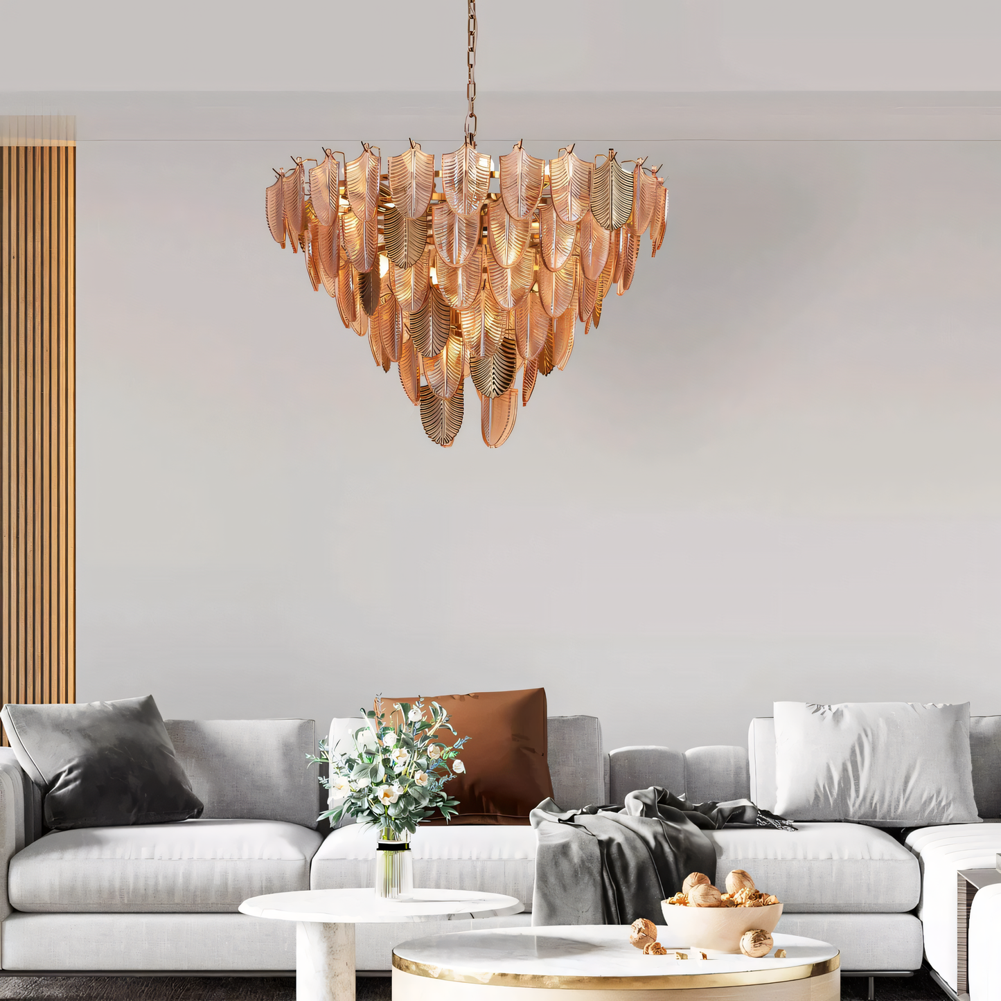 Gratus Luxe Tangerine Glass Leaf Chandelier