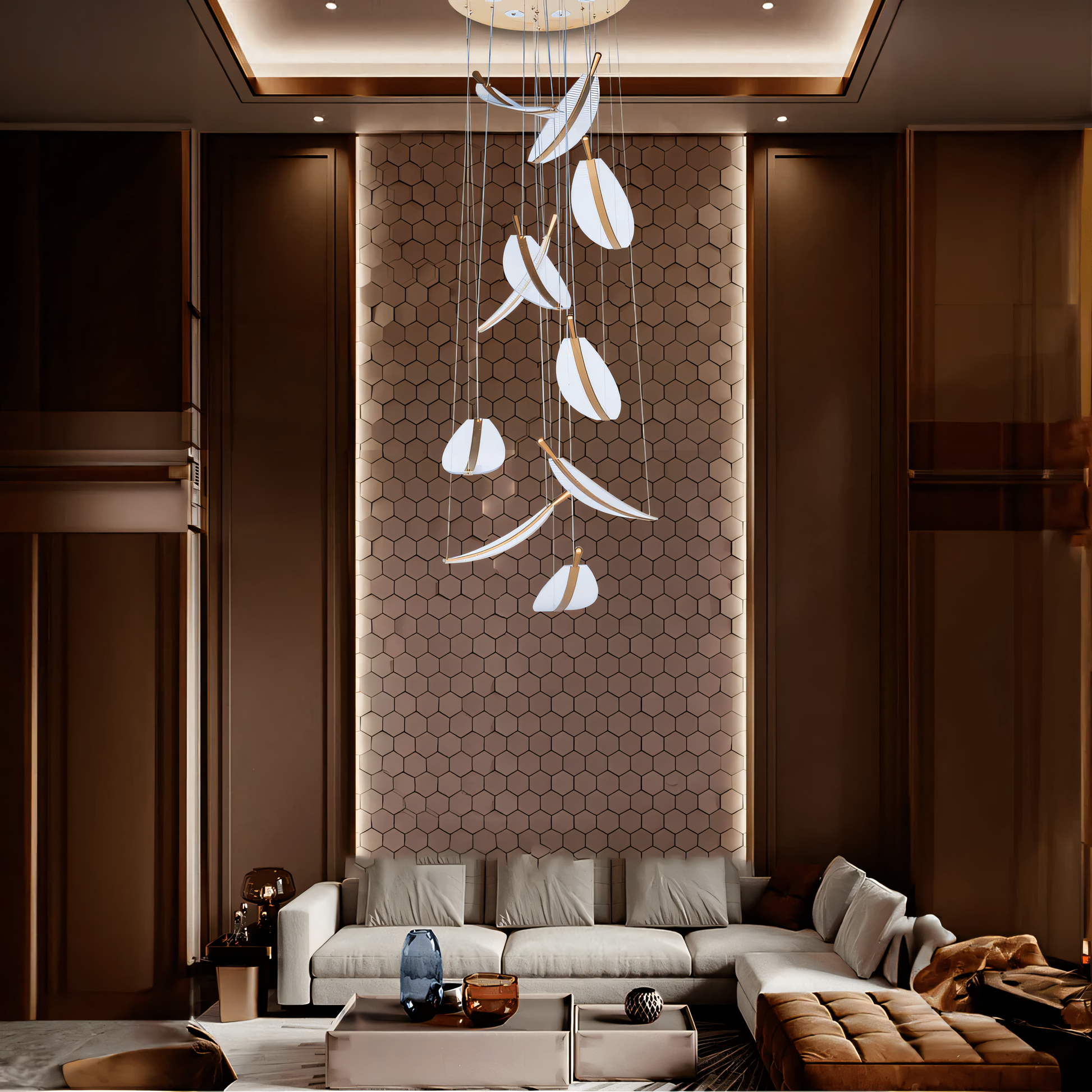 Acrylic Leaf Duplex Chandelier Lighting