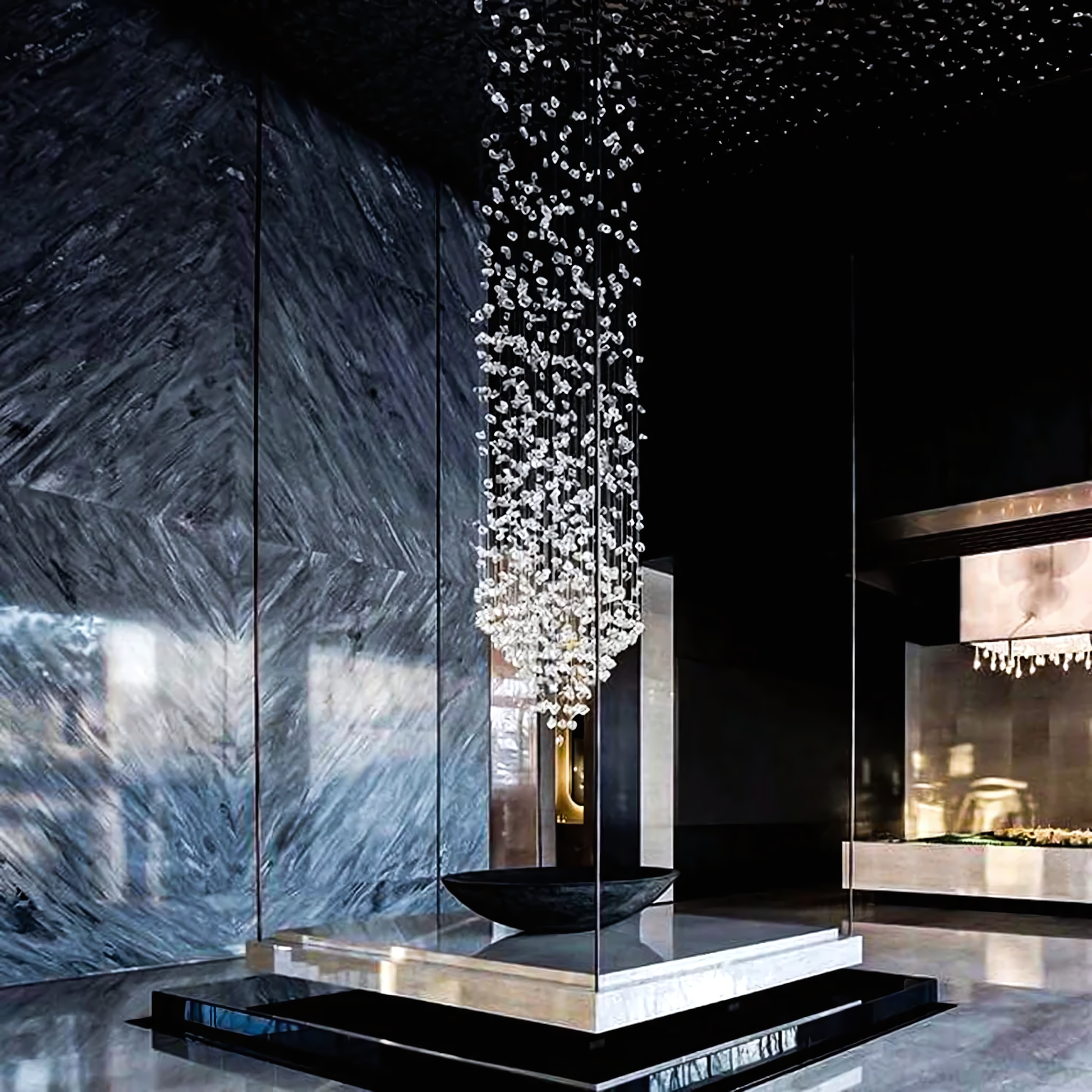 Falling Star Chandelier, a captivating centerpiece in the Golden Castle