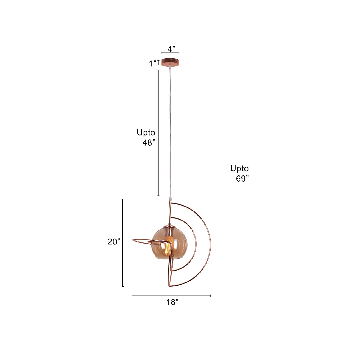 Glamster (Rose Gold) Cognac Glass Pendant Light