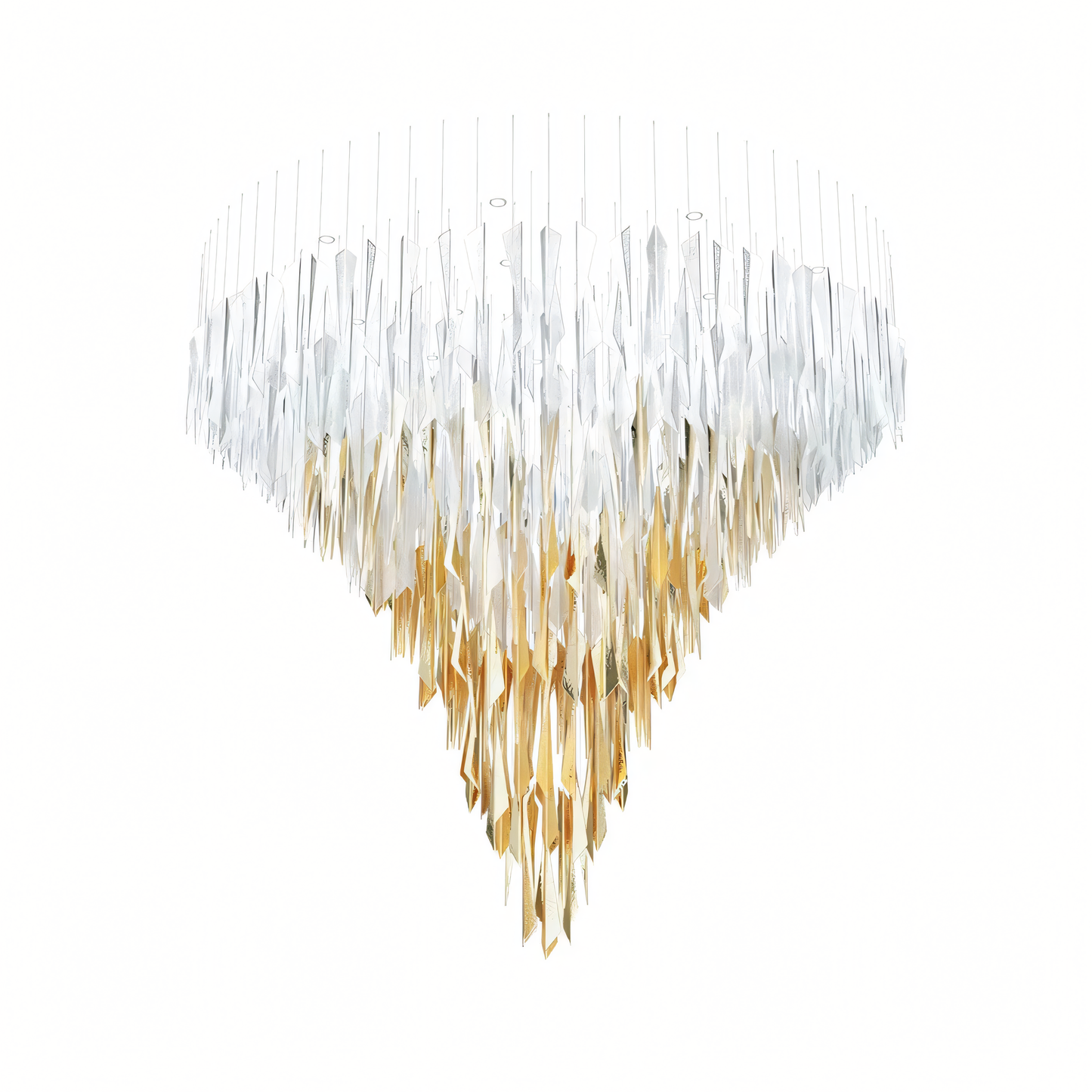 Hand-blown glass elements on the Prifma Glass Custom Chandelier