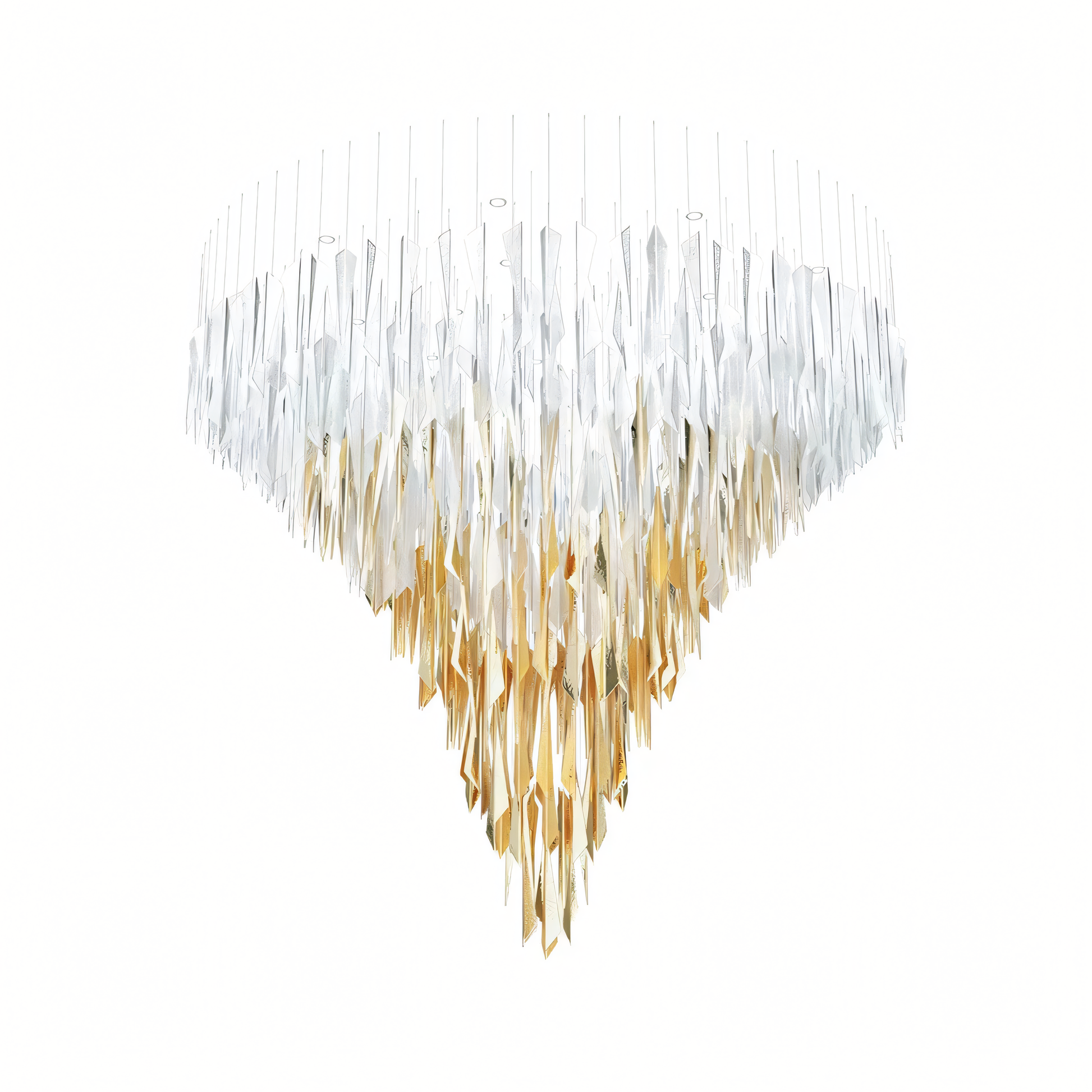 Hand-blown glass elements on the Prifma Glass Custom Chandelier