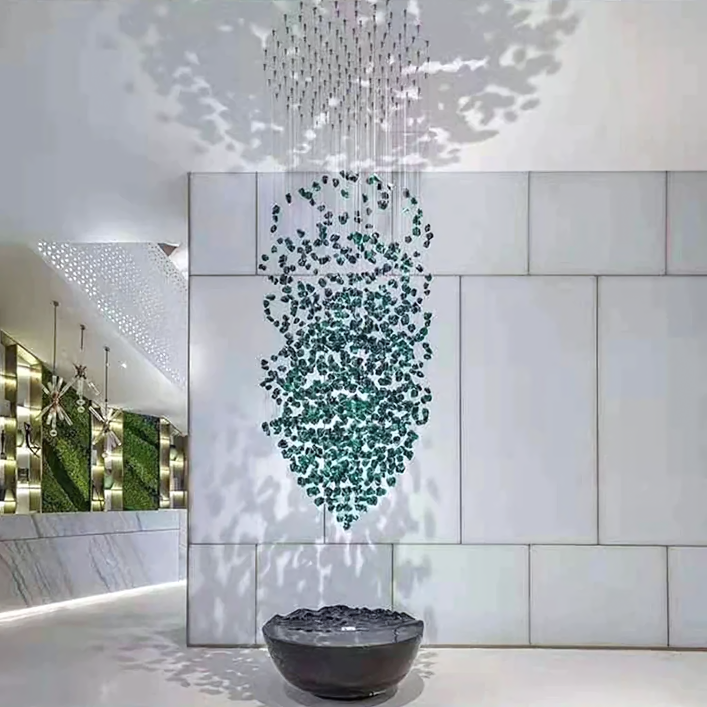 Mesmerizing play of light from the Falling Star Chandelier